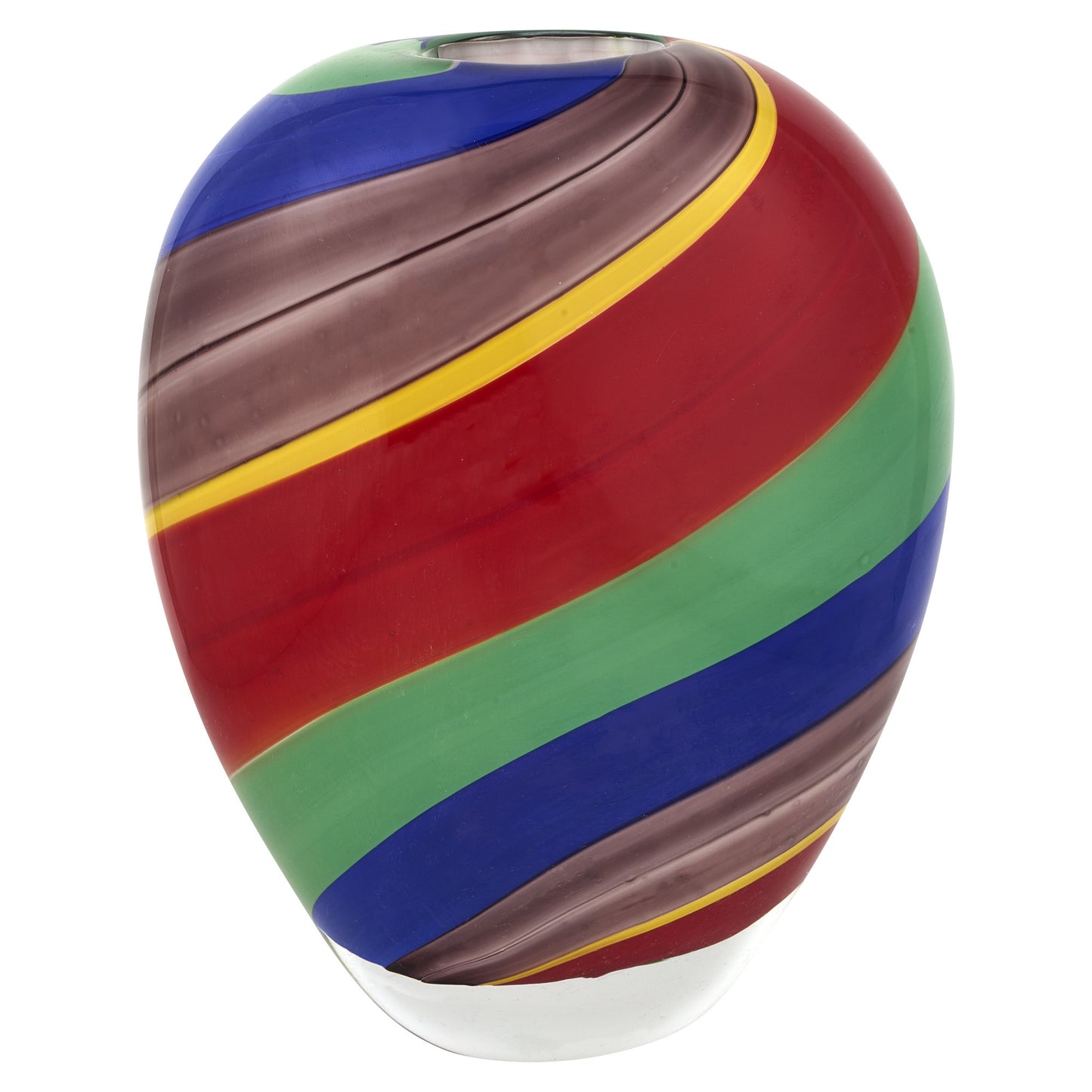 Red Blue and Green Striped Round Glass Table Vase By Homeroots | Vases | Modishstore - 6