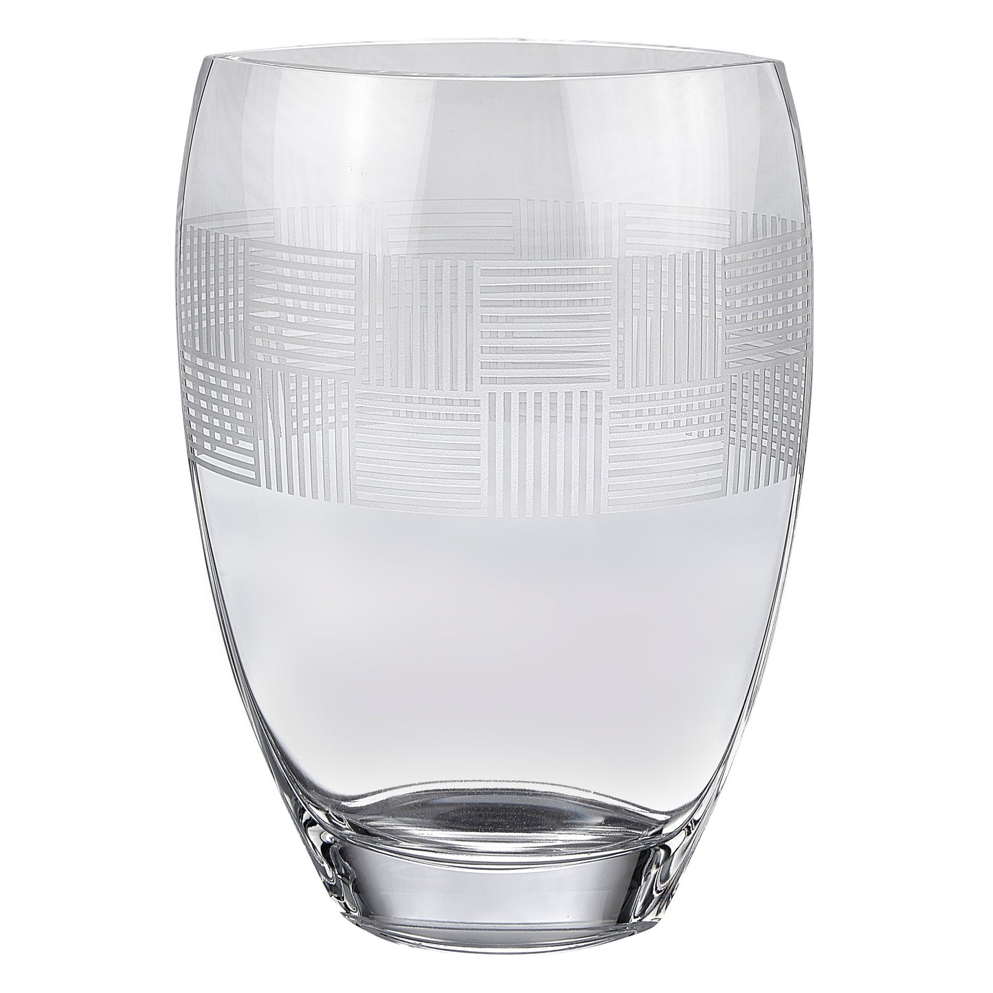 Clear With Geometric Pattern Oval Crystal Table Vase By Homeroots | Vases | Modishstore - 6