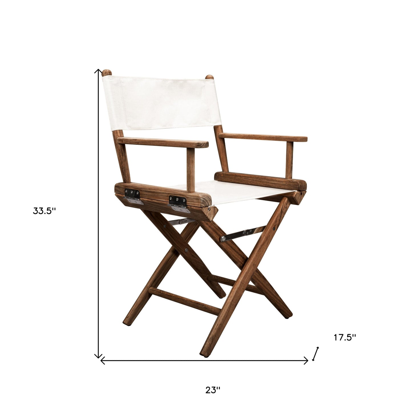Brown and Ivory and Natural Wood Solid Wood Indoor Outdoor Director Chair By Homeroots | Outdoor Chairs | Modishstore - 5