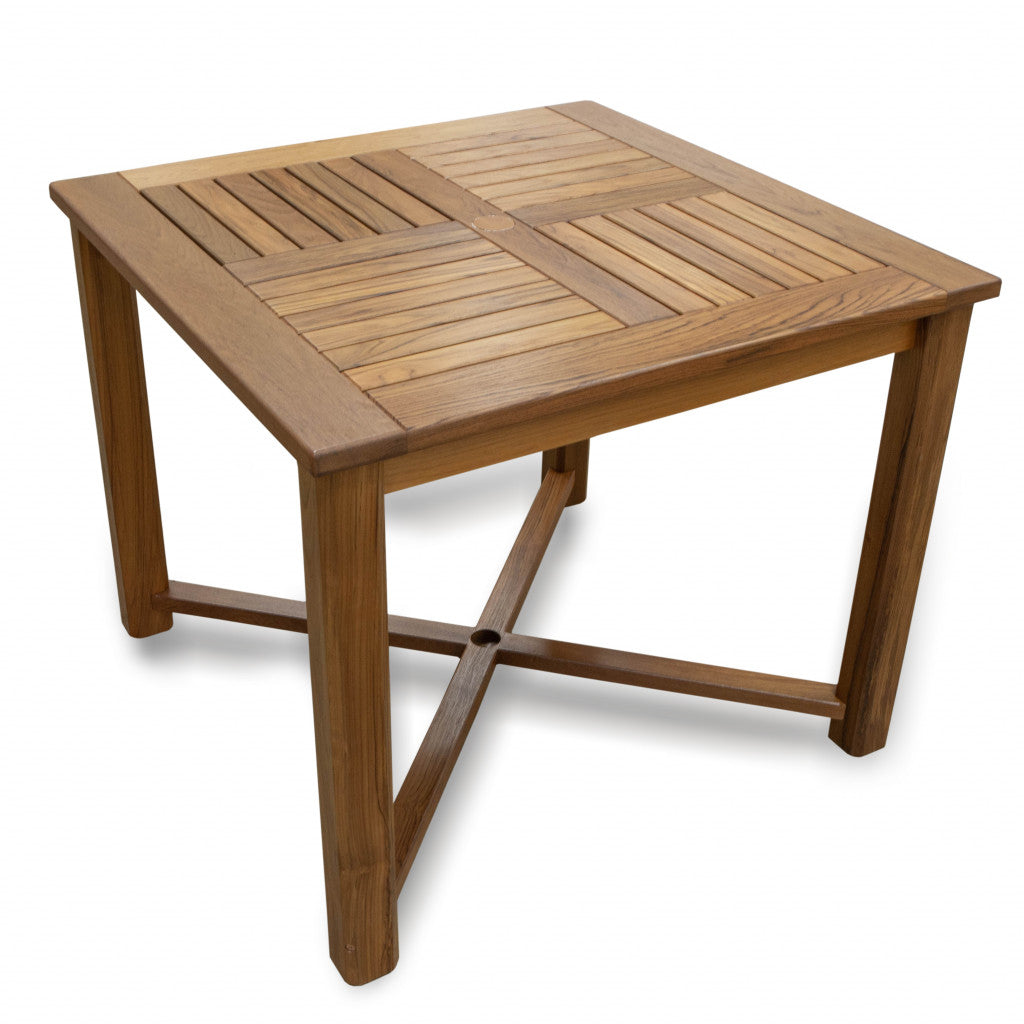 Brown Square Solid Wood Trestle Base Dining Table By Homeroots | Dining Tables | Modishstore - 7
