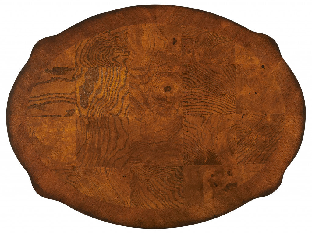 Medium Brown And Umber Solid And Manufactured Wood Oval End Table With Two Drawers And Shelf By Homeroots | End Tables | Modishstore - 8