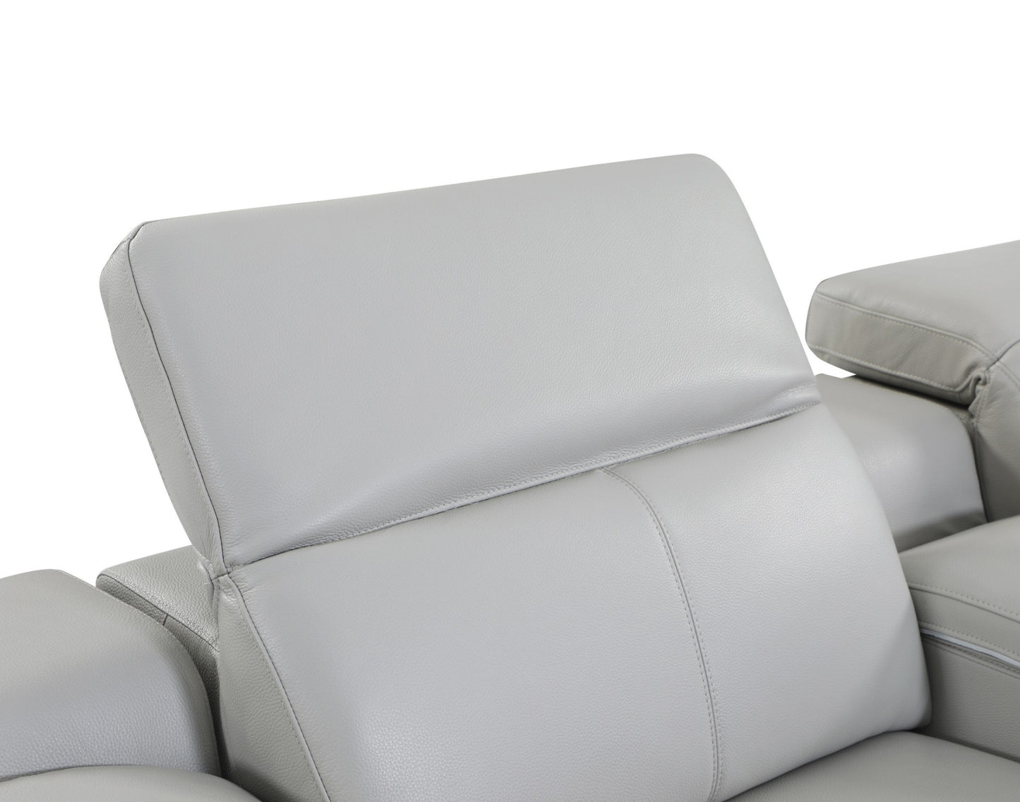 Light Gray Italian Leather Power Reclining U Shaped Eight Piece Corner Sectional With Console By Homeroots | Outdoor Sofas, Loveseats & Sectionals | Modishstore - 8