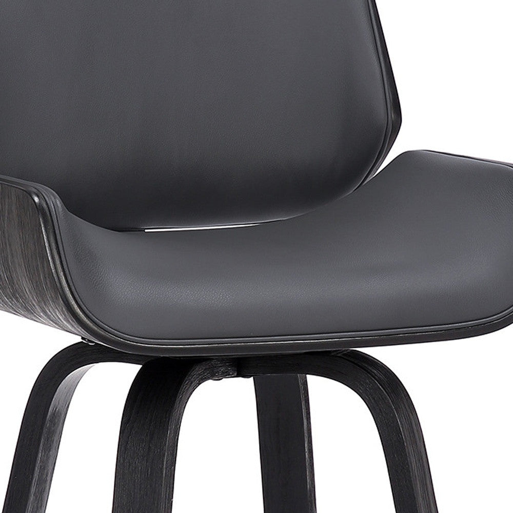 Gray And Black Faux Leather And Iron Swivel Low Back Counter Height Bar Chair By Homeroots | Bar Stools | Modishstore - 9