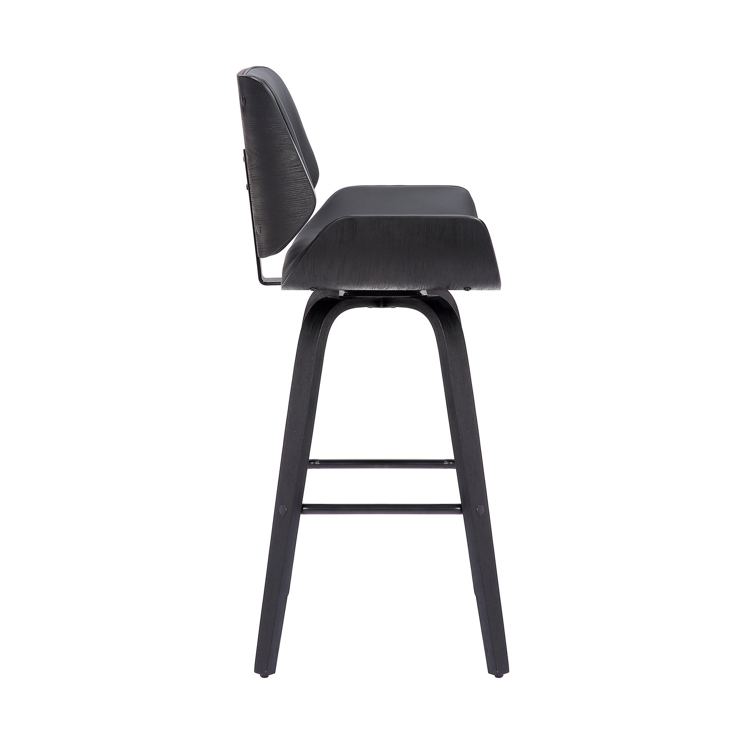 Gray And Black Faux Leather And Iron Swivel Counter Height Bar Chair By Homeroots | Bar Stools | Modishstore - 7