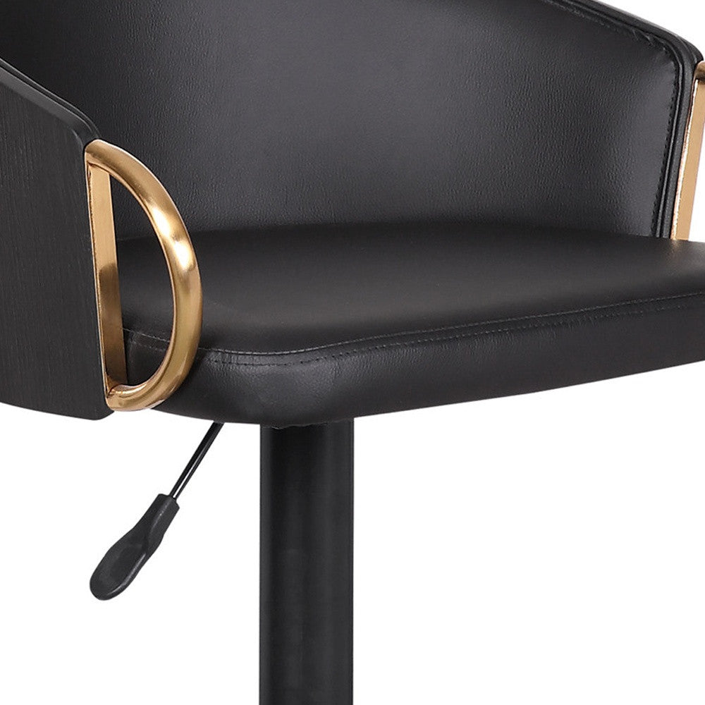 Black Iron Faux Leather and Fabric Low Back Adjustable Height Swivel Bar Chair By Homeroots | Bar Stools | Modishstore - 8