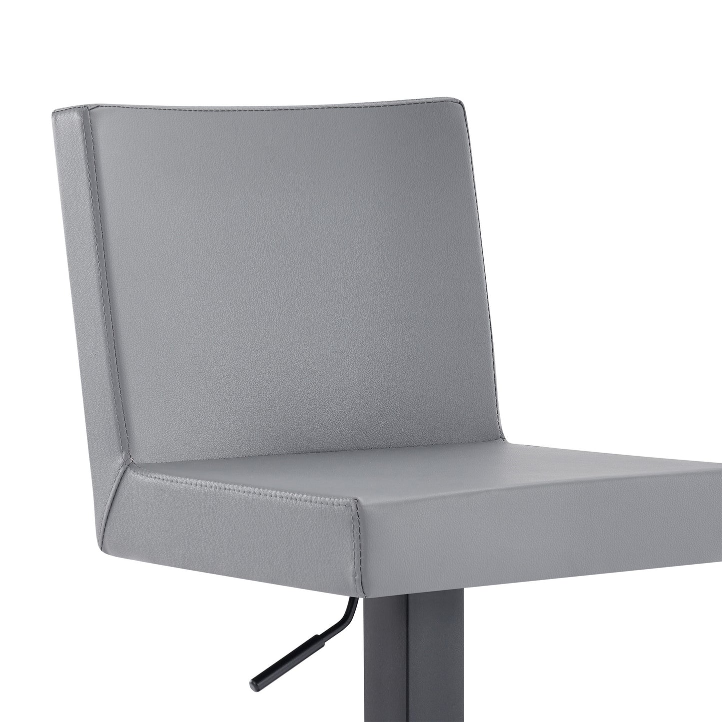 Gray And Black Faux Leather And Iron Swivel Adjustable Height Bar Chair By Homeroots | Bar Stools | Modishstore - 8