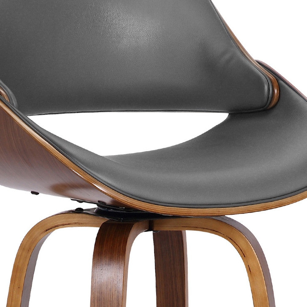 Gray And Brown Faux Leather And Iron Swivel Low Back Counter Height Bar Chair By Homeroots | Bar Stools | Modishstore - 8