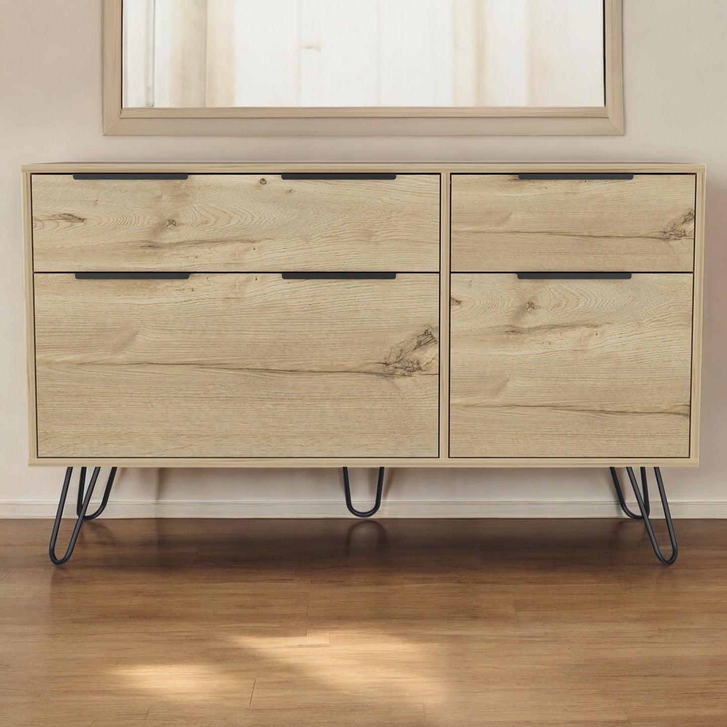 Brown and Black Four Drawer Double Dresser By Homeroots | Dressers | Modishstore - 1