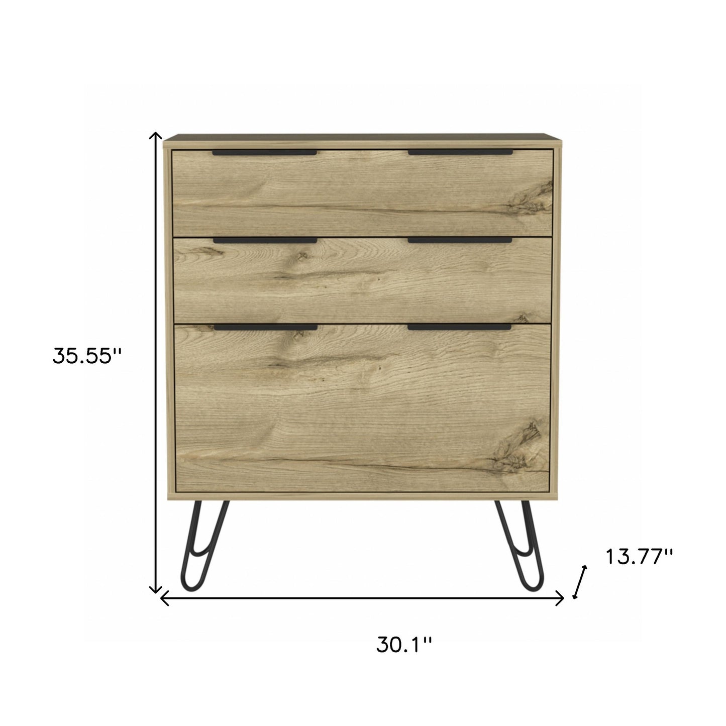 Brown and Black Three Drawer Dresser By Homeroots | Dressers | Modishstore - 8