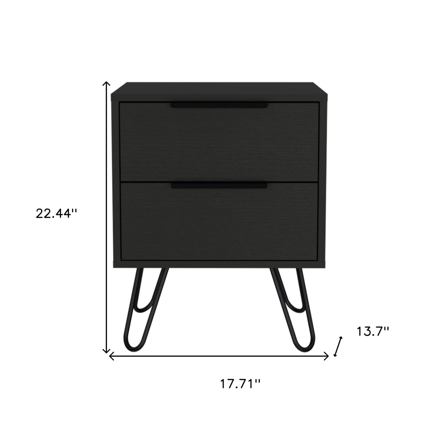 Black Two Drawer Faux Wood Nightstand By Homeroots | Nightstands | Modishstore - 8