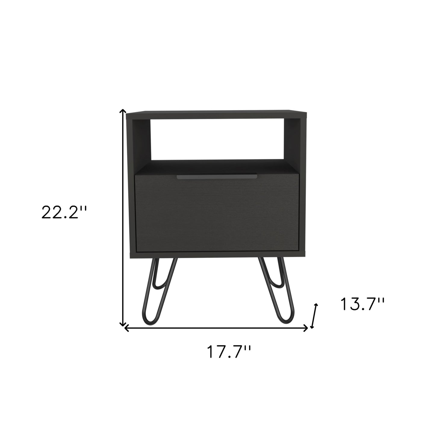 Black Faux Wood Nightstand With Storage By Homeroots | Nightstands | Modishstore - 8