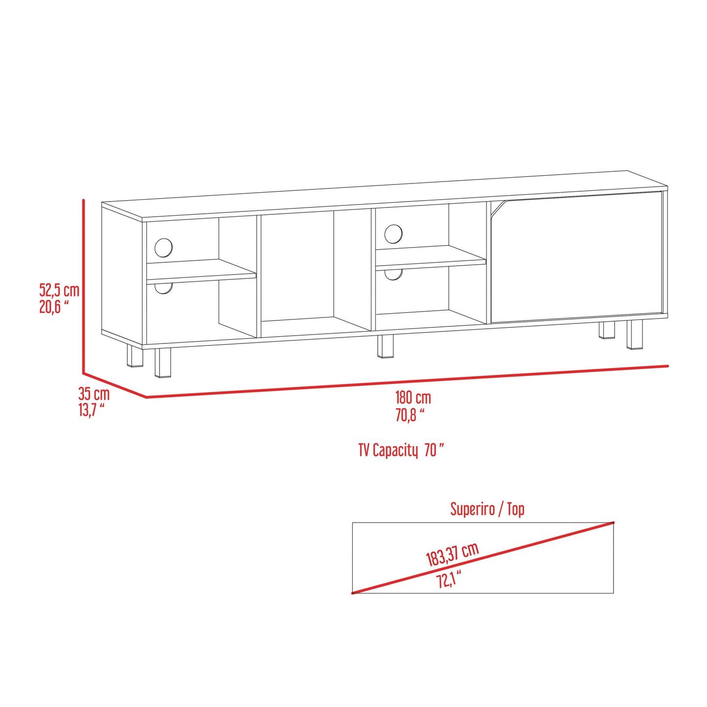 Natural Wood Enclosed and Open Storage TV Stand By Homeroots | TV Stands | Modishstore - 8