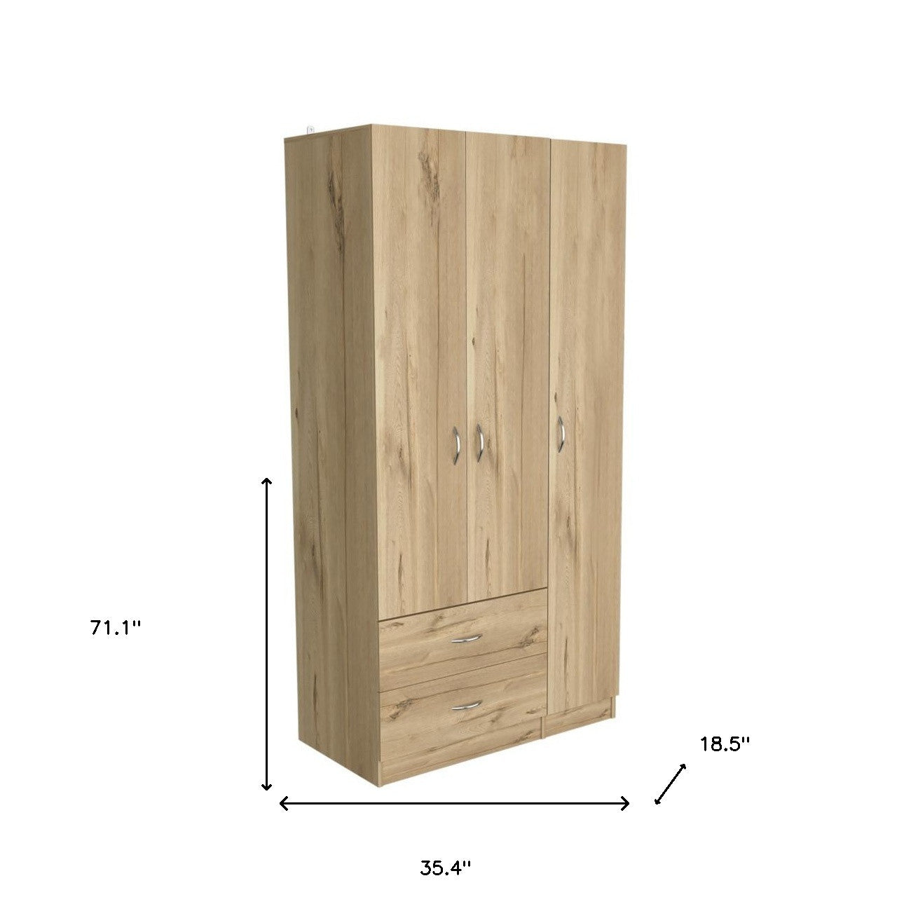 Light Oak Manufactured Wood Two Drawer Combo Dresser By Homeroots | Dressers | Modishstore - 6