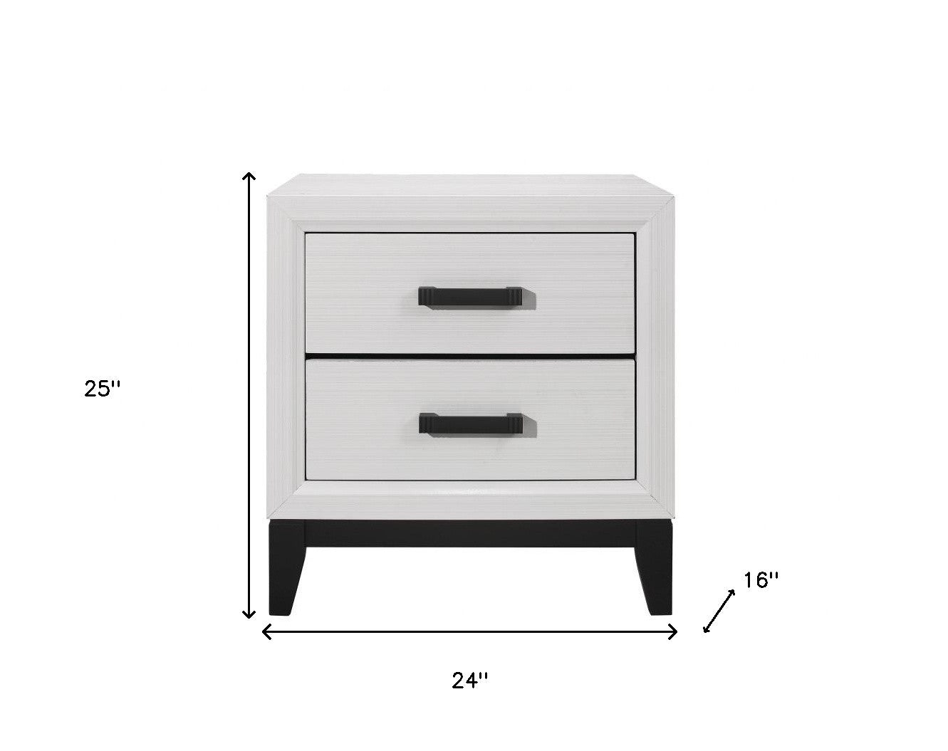 White Two Drawer Nightstand By Homeroots | Nightstands | Modishstore - 5