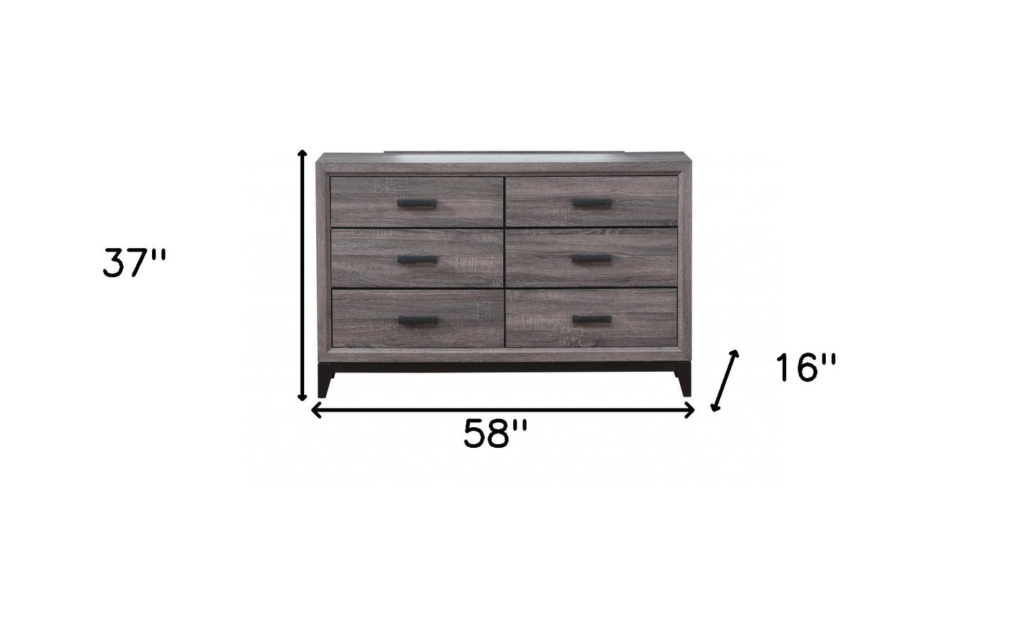 Gray Solid and Manufactured Wood Six Drawer Double Dresser By Homeroots | Dressers | Modishstore - 6