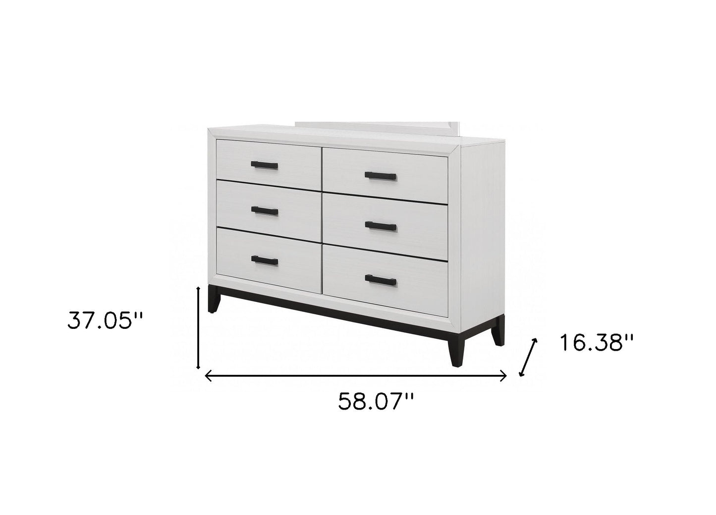 White Solid Wood Six Drawer Double Dresser By Homeroots | Dressers | Modishstore - 7