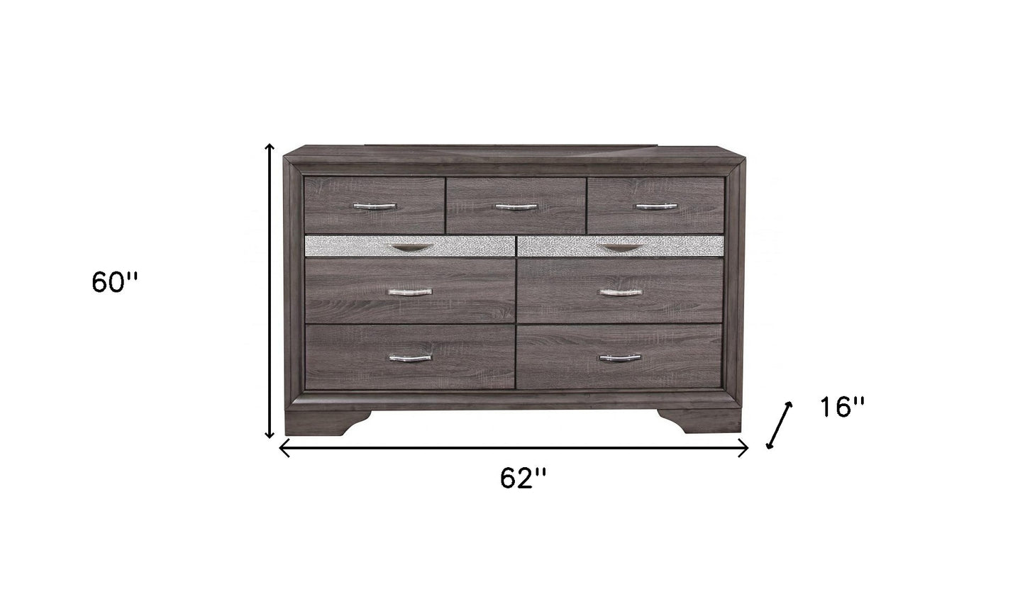 Grey Solid Wood Nine Drawer Double Dresser By Homeroots | Dressers | Modishstore - 5