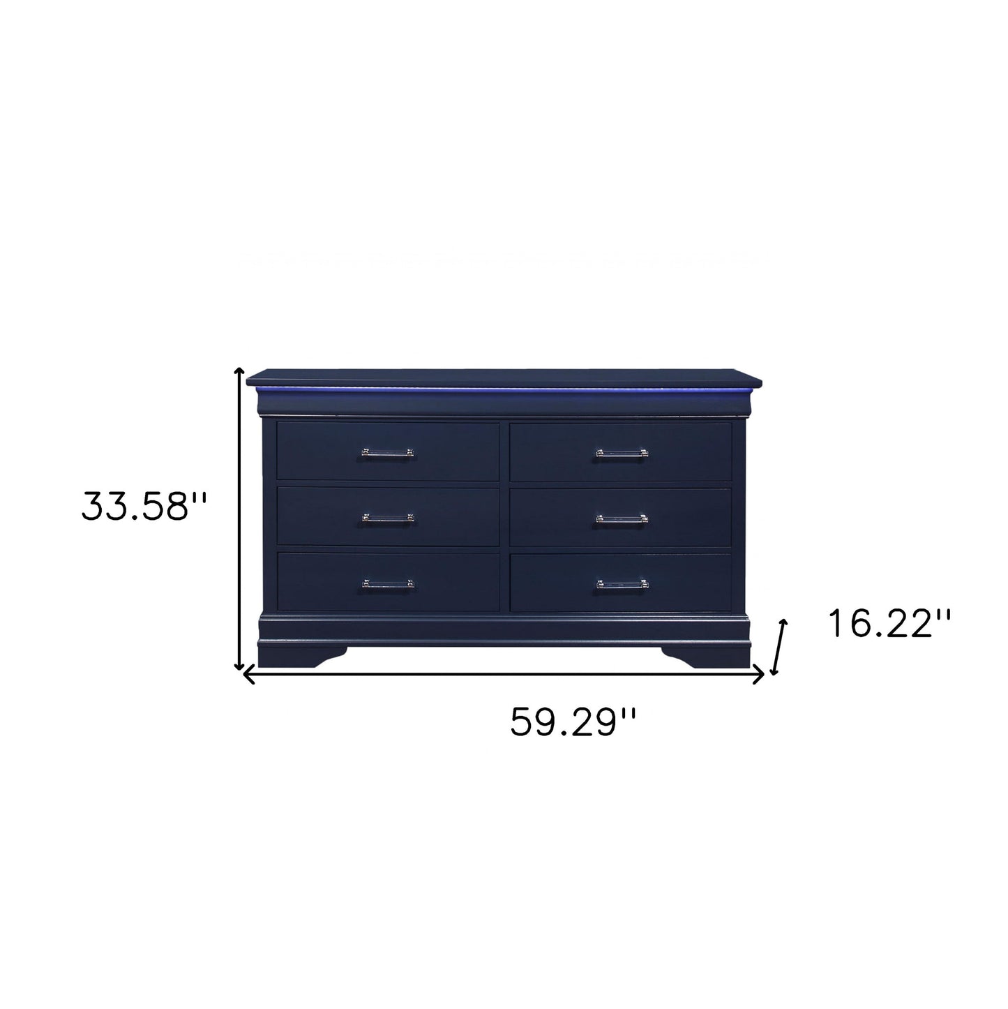 Blue Solid Wood Six Drawer Double Dresser By Homeroots | Dressers | Modishstore - 7