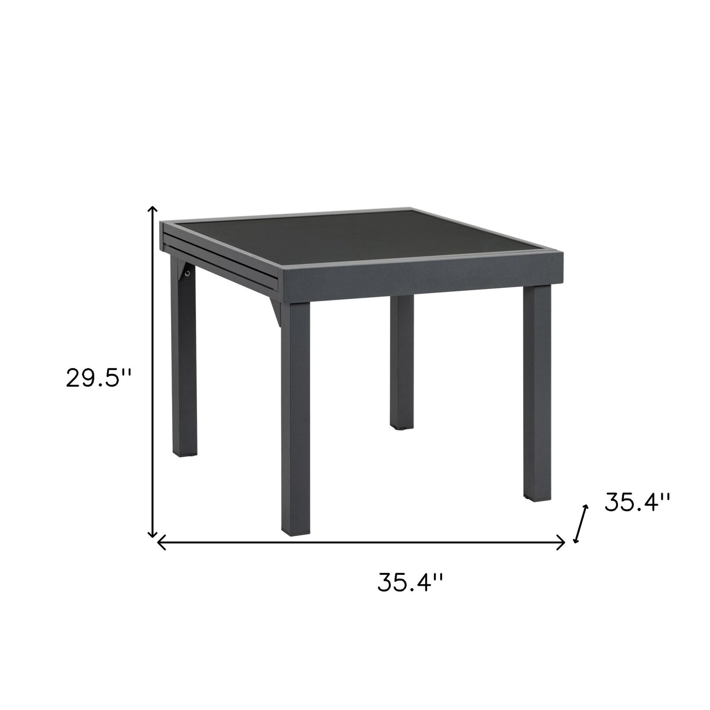 Gray Square Glass Extendable Outdoor Side Table By Homeroots | Outdoor Tables | Modishstore - 5