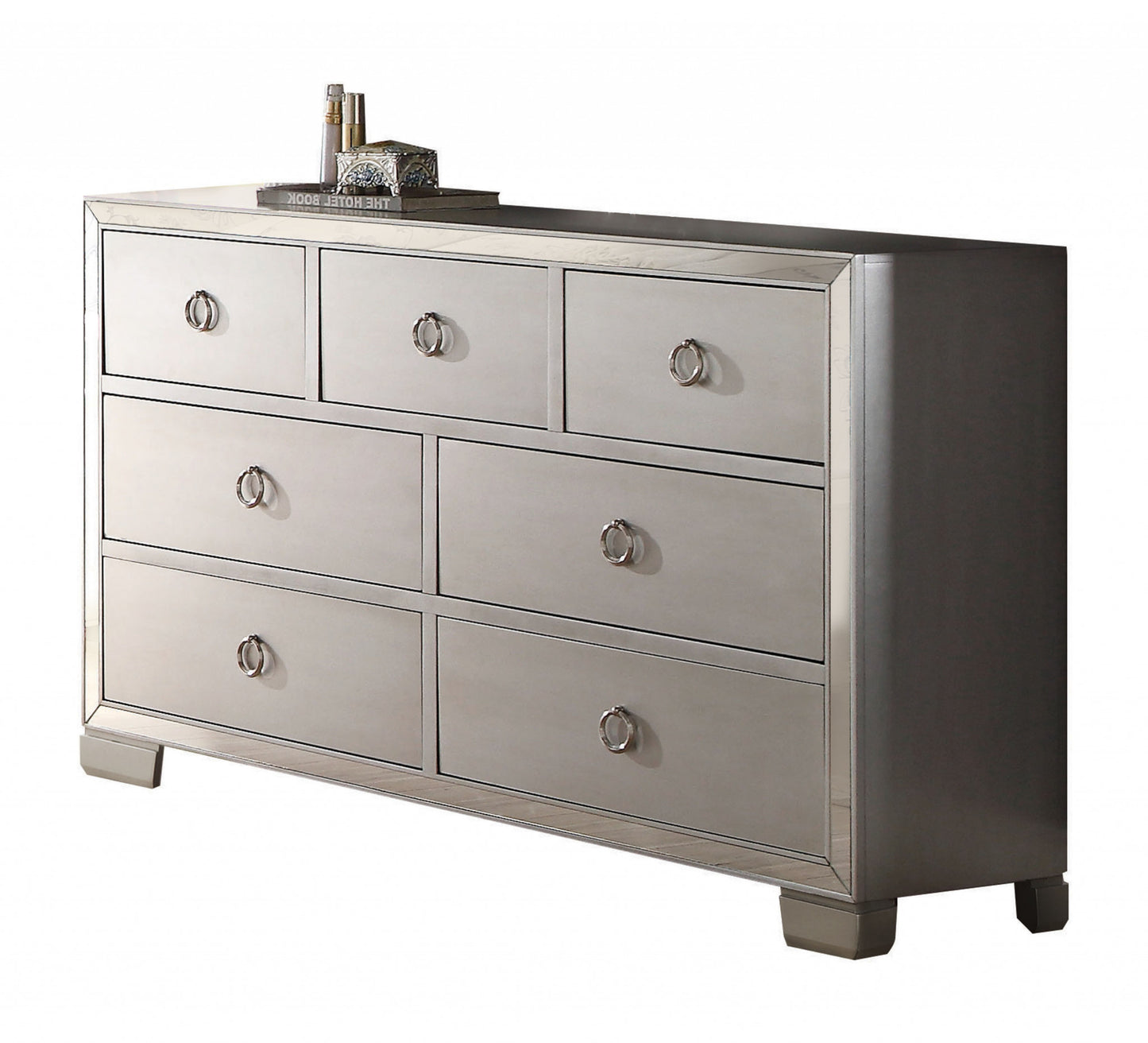 Platinum Solid and Manufactured Wood Seven Drawer Triple Dresser By Homeroots | Dressers | Modishstore - 8