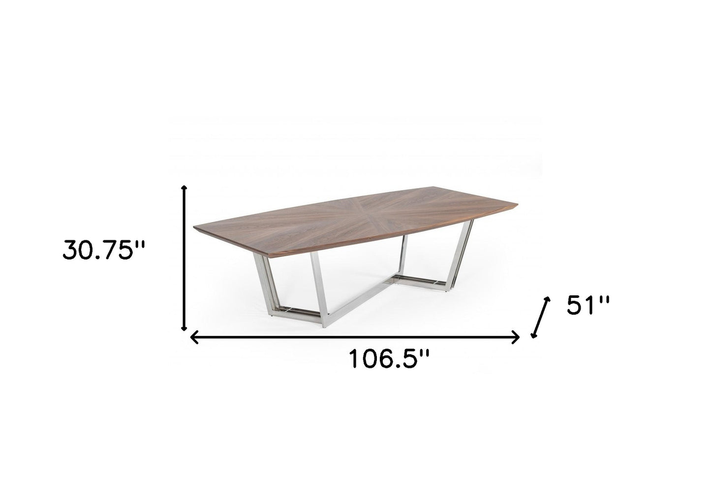 Walnut And Silver Rectangular Manufactured Wood And Iron Dining Table By Homeroots | Dining Tables | Modishstore - 4