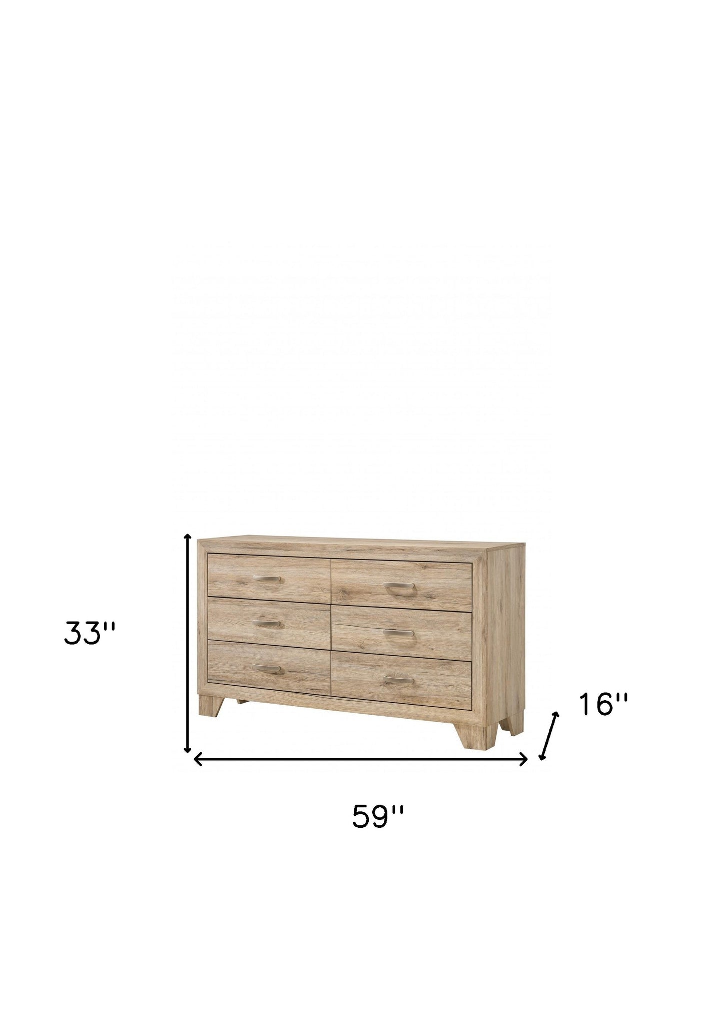 Natural Brown Manufactured Wood Six Drawer Double Dresser By Homeroots | Dressers | Modishstore - 5