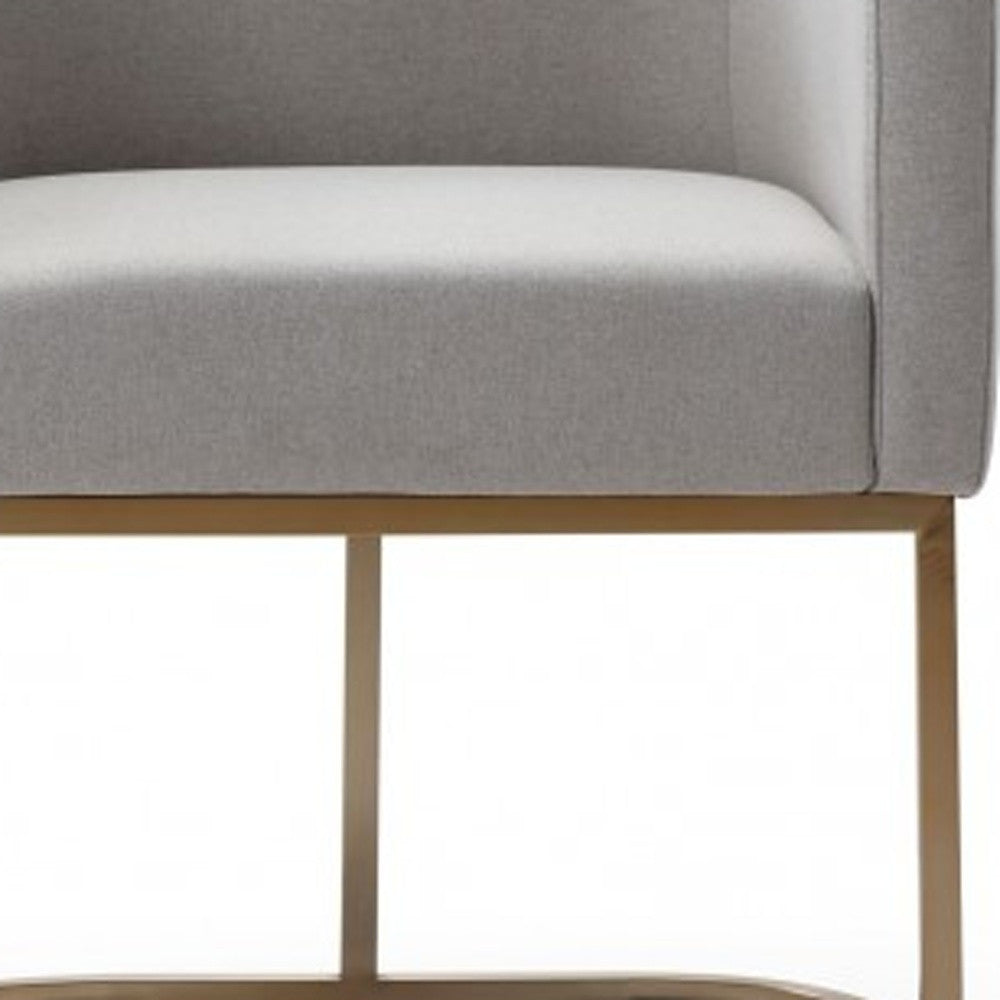Light Gray And Antiqued Brass Upholstered Fabric Dining Arm Chair By Homeroots | Dining Chairs | Modishstore - 4