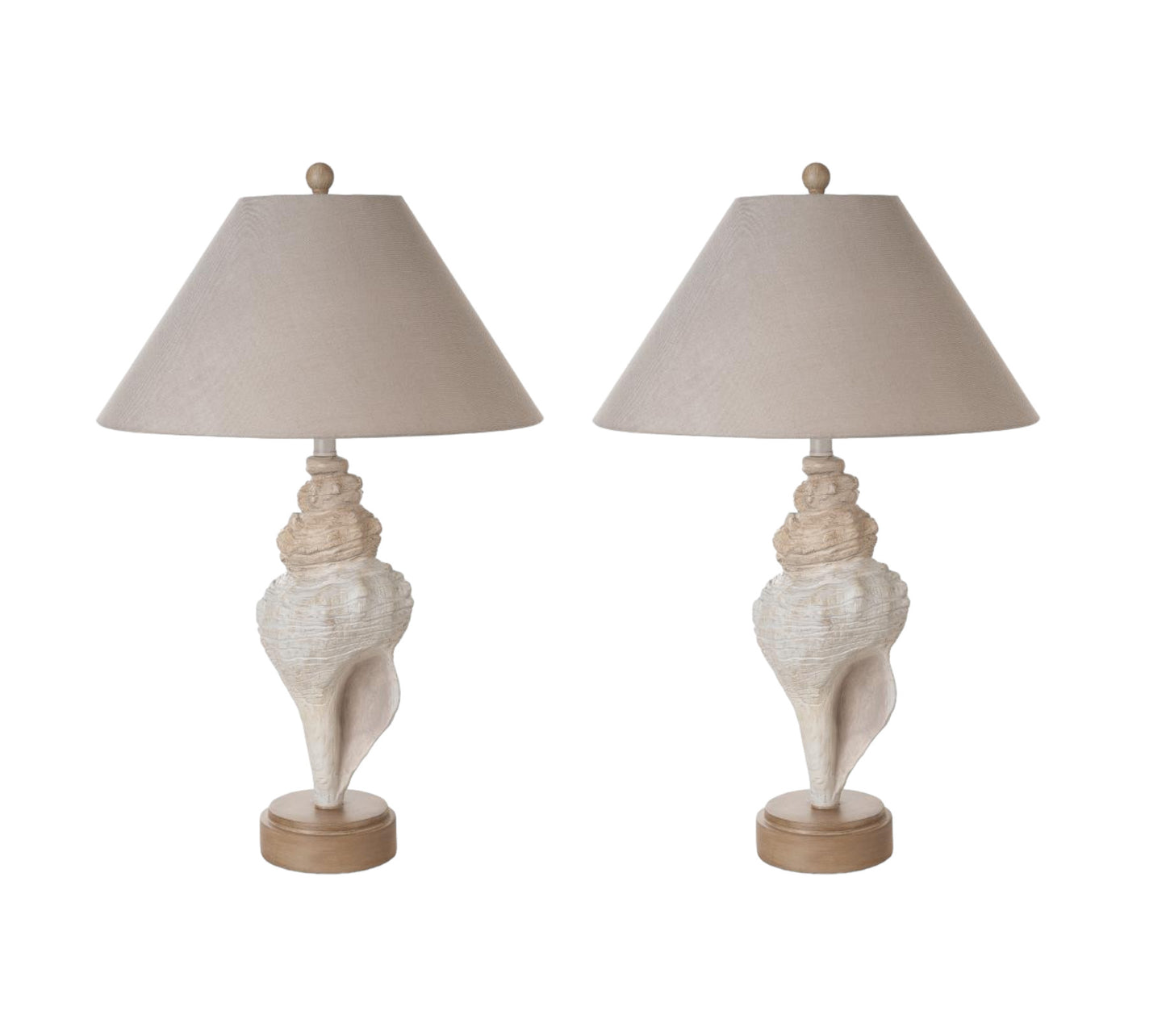Set of Two Beige and Brown Novelty Table Lamp Coastal With Tan Empire Shade By Homeroots | Table Lamps | Modishstore - 8