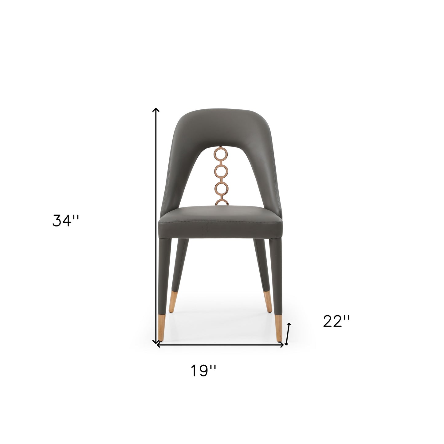 Set of Two Gray Faux Leather Dining Side Chairs With Rose Gold Accents By Homeroots | Dining Chairs | Modishstore - 7