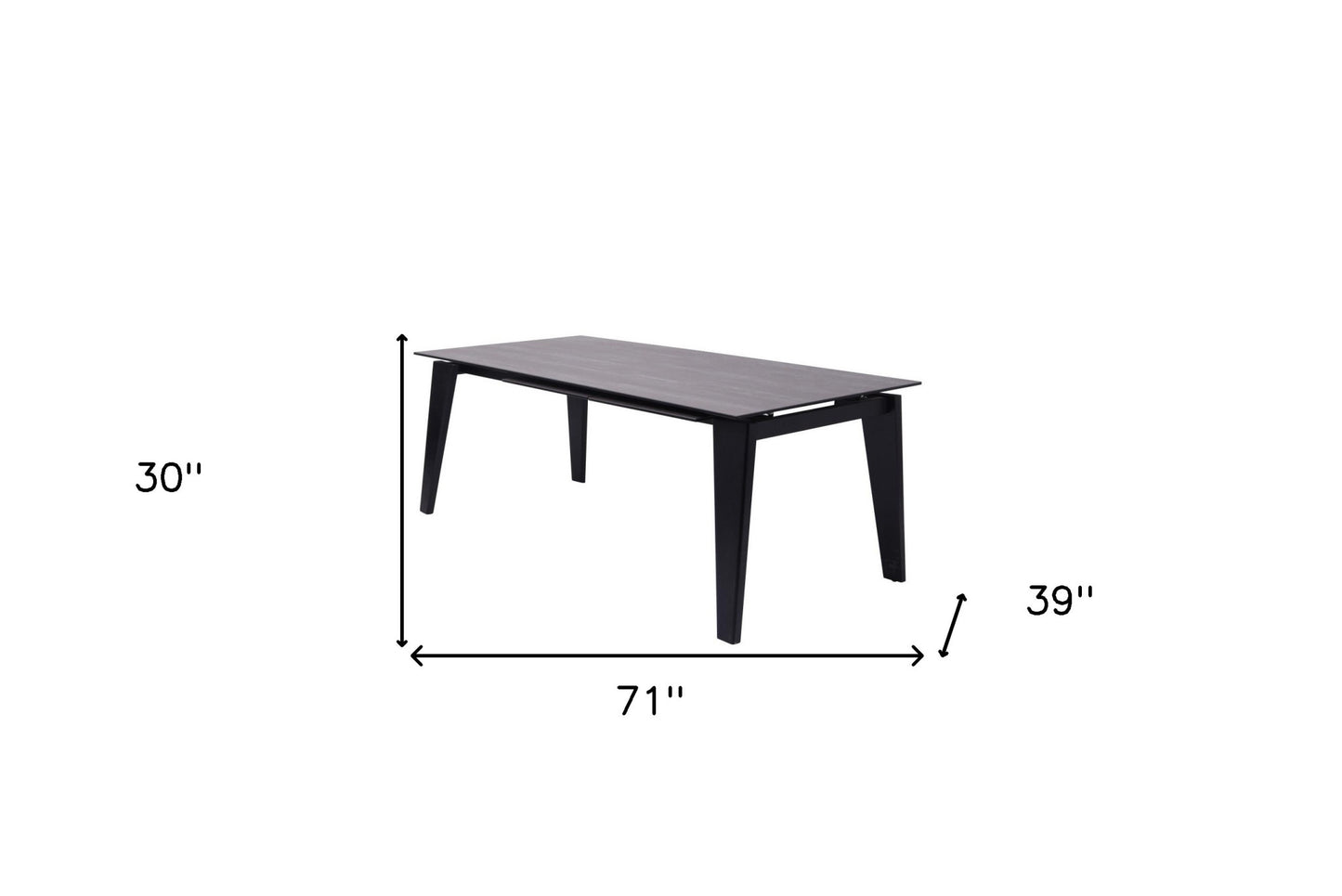 Gray And Black Ceramic And Solid Wood Drop Leaf Dining Table By Homeroots | Dining Tables | Modishstore - 6
