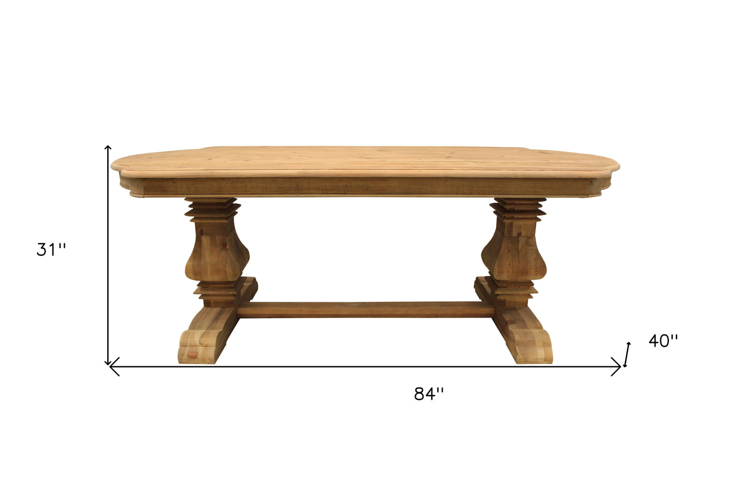 Natural Solid Wood Trestle Base Dining Table By Homeroots | Dining Tables | Modishstore - 6