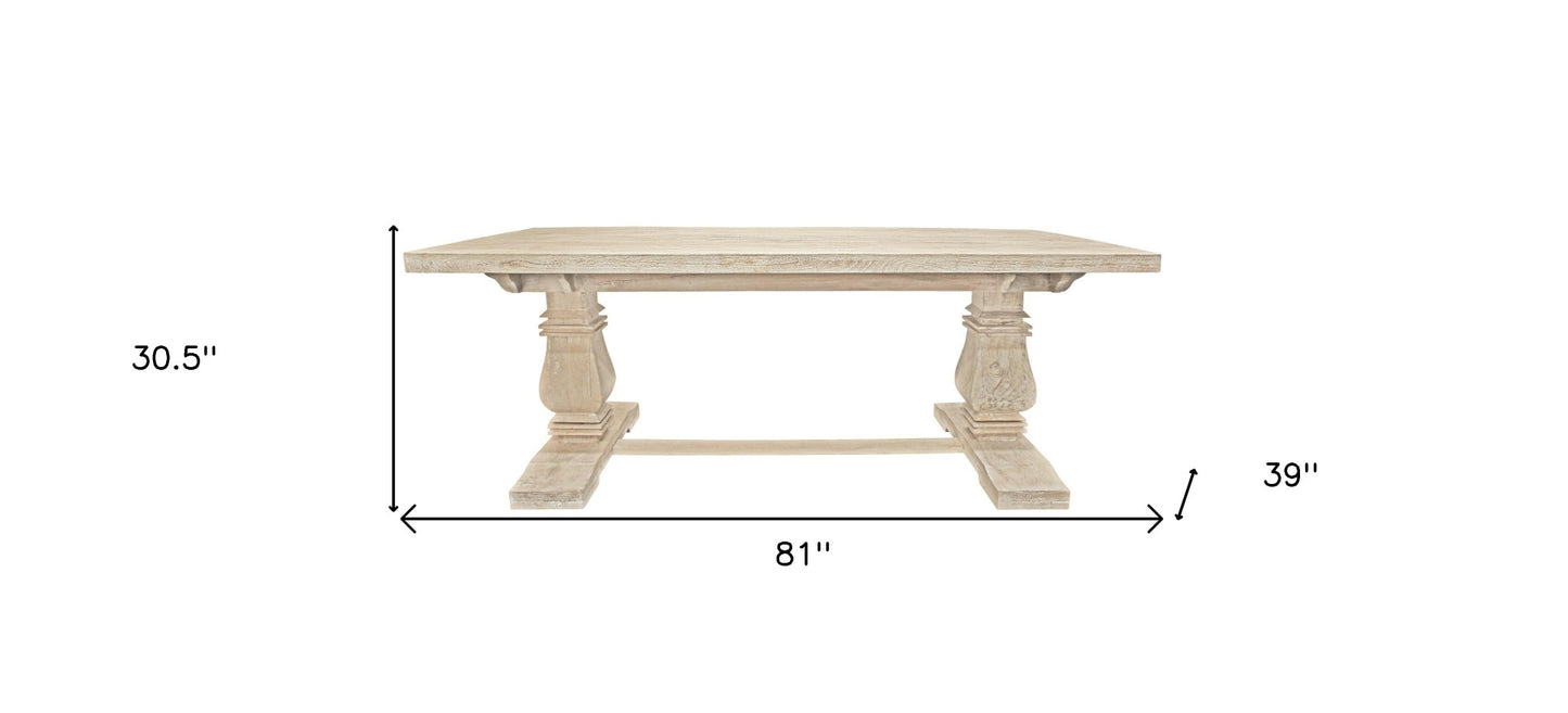 Antiqued White Solid Wood Trestle Base Dining Table By Homeroots | Dining Tables | Modishstore - 7