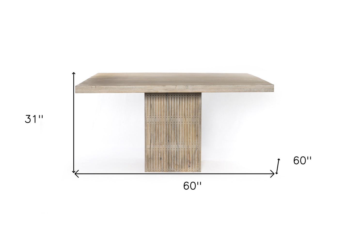 Ivory Square Solid Wood Pedestal Base Dining Table By Homeroots | Dining Tables | Modishstore - 7