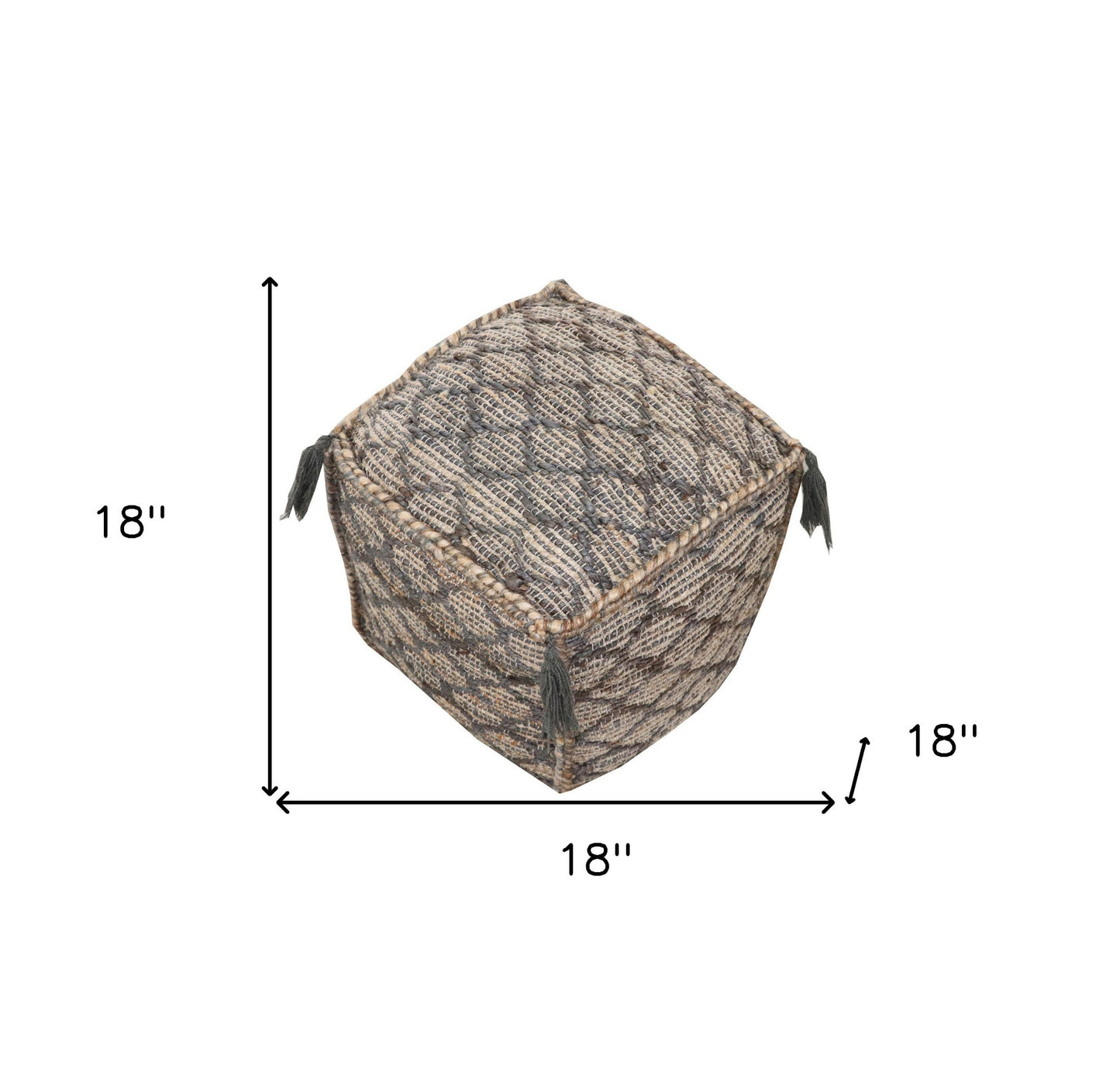 Natural Gray And Taupe Jute Cube Trellis Pouf Ottoman By Homeroots | Ottomans | Modishstore - 5