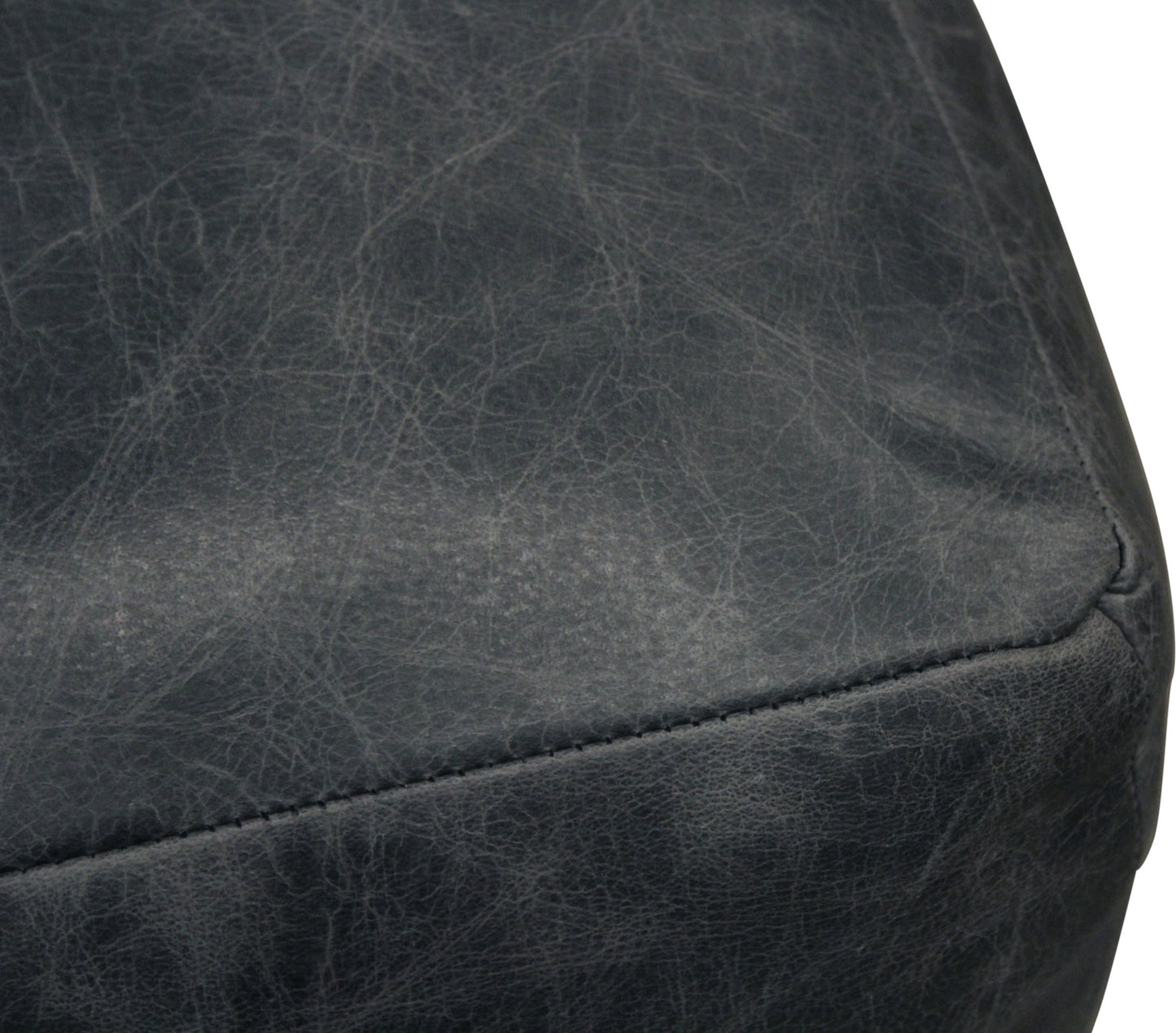 Black Distressed Leather Pouf Ottoman By Homeroots | Ottomans | Modishstore - 8