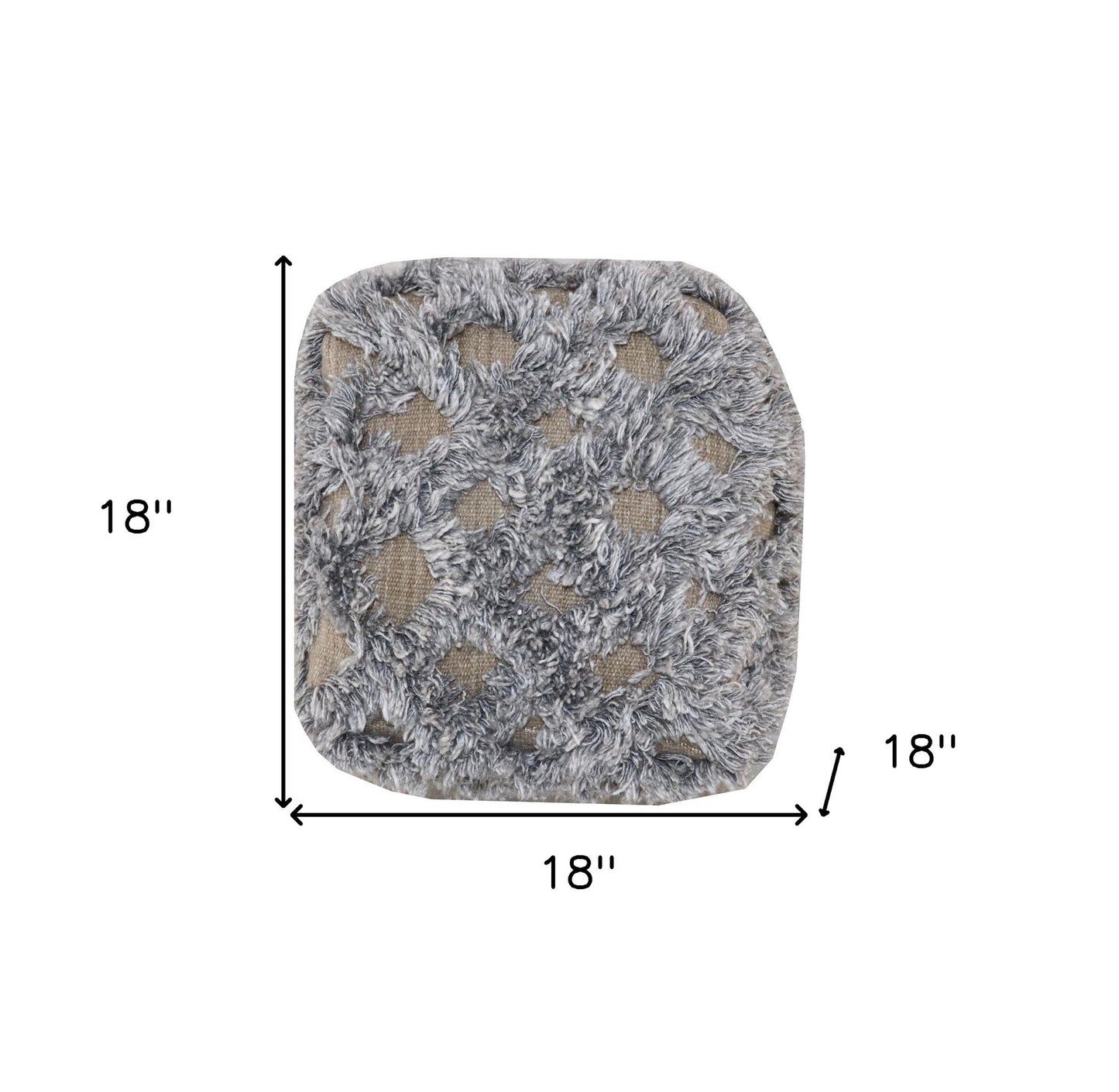 Natural and Gray Wool Cotton Blend Cube Geometric Pouf Ottoman By Homeroots | Ottomans | Modishstore - 5