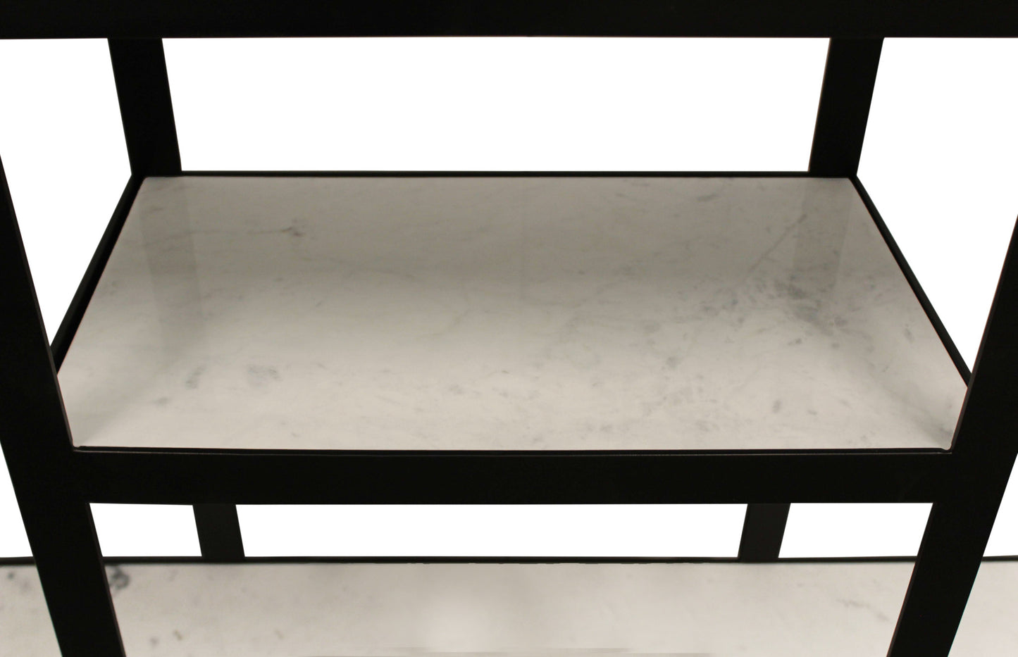 White and Black Genuine Marble Floor Shelf Console Table Two Shelves By Homeroots | Console Tables | Modishstore - 8