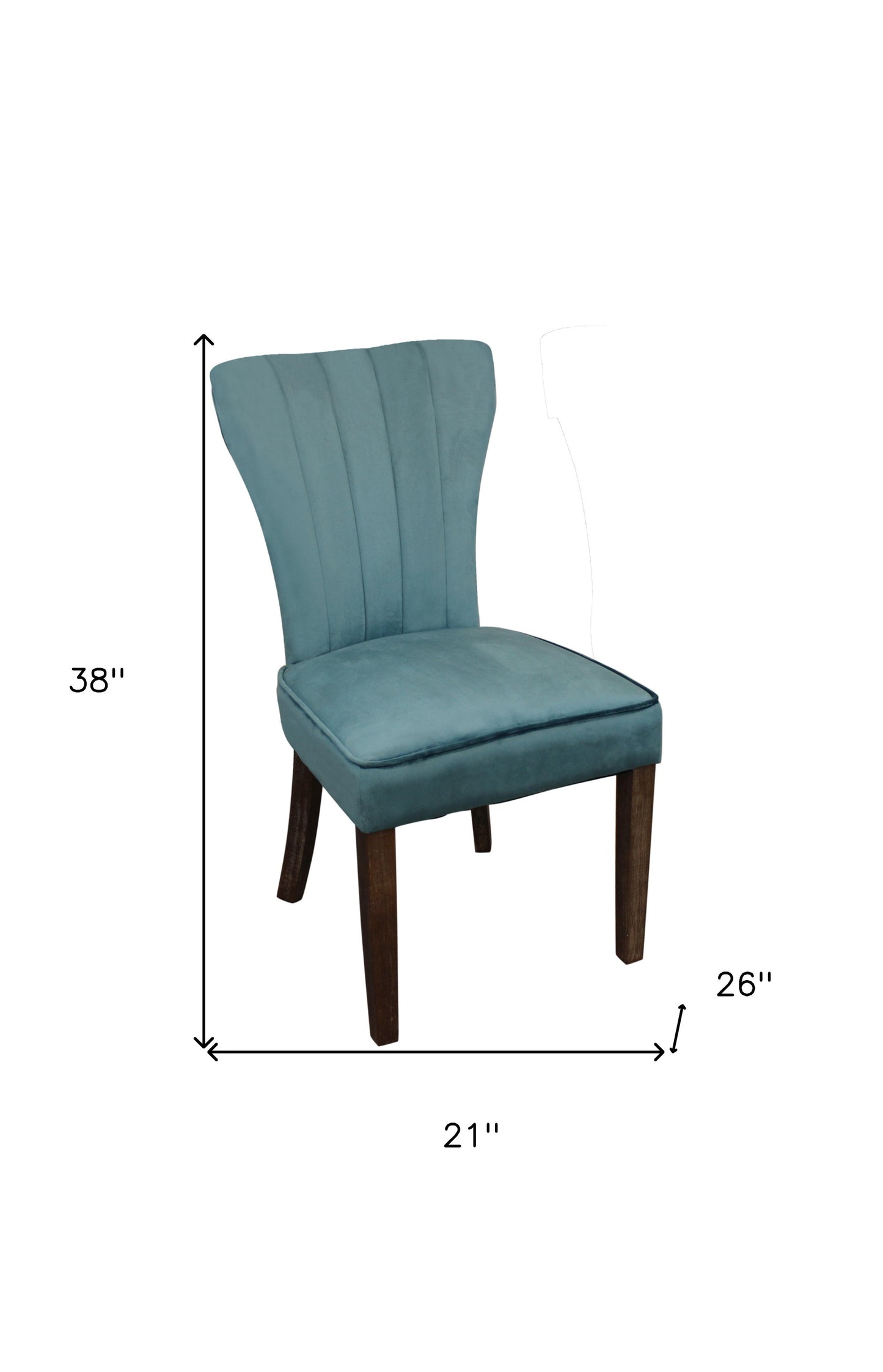 Set of Two Teal Blue And Brown Upholstered Velvet Dining Parsons Chairs By Homeroots | Dining Chairs | Modishstore - 7