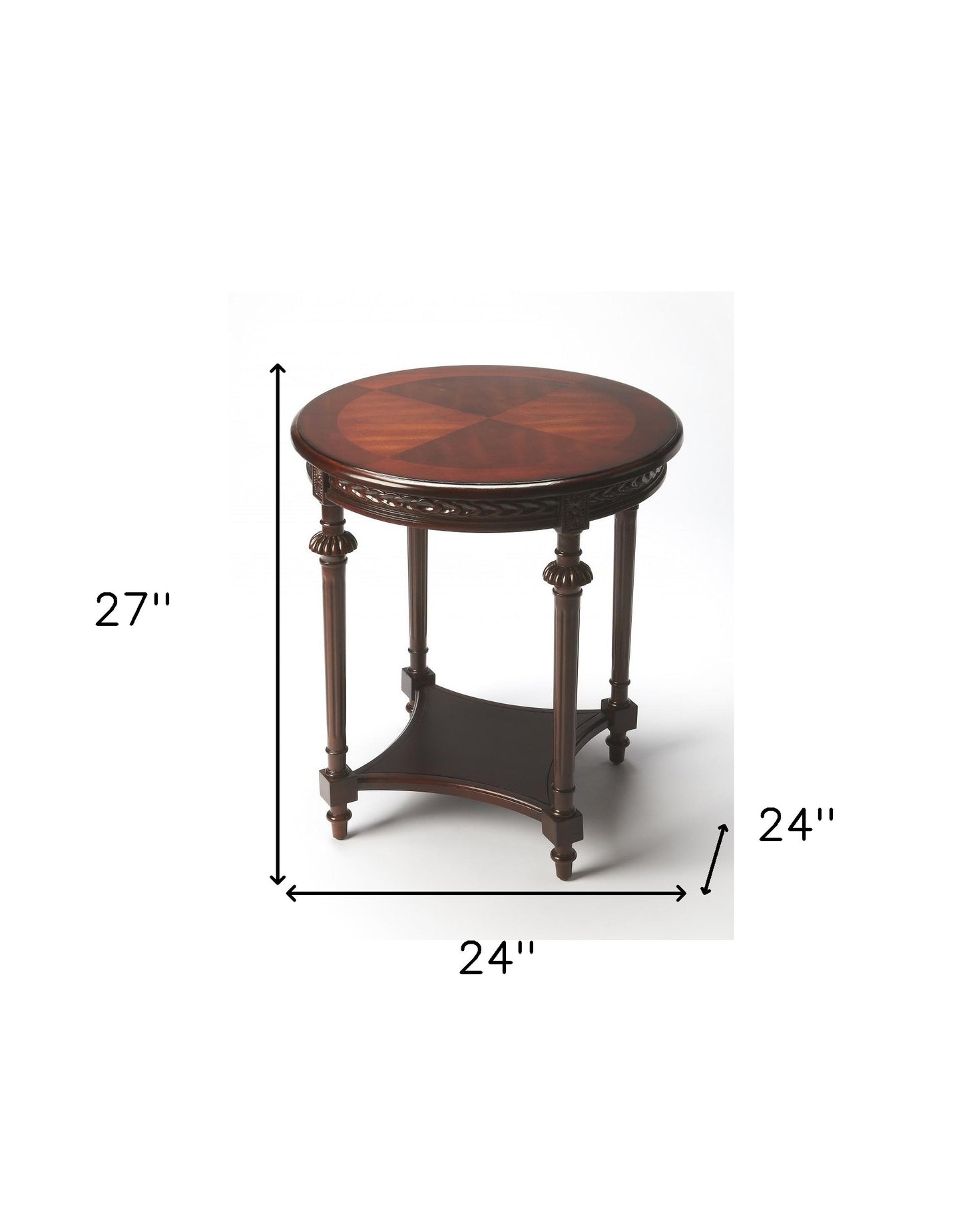 Dark Brown Manufactured Wood Round End Table With Shelf By Homeroots | End Tables | Modishstore - 5