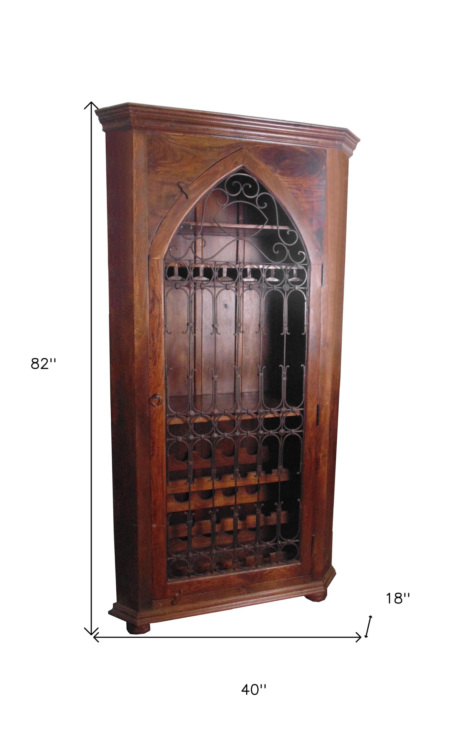 Dark Brown Solid Wood And Iron Bar Cabinet With Three Shelves By Homeroots | Cabinets | Modishstore - 5