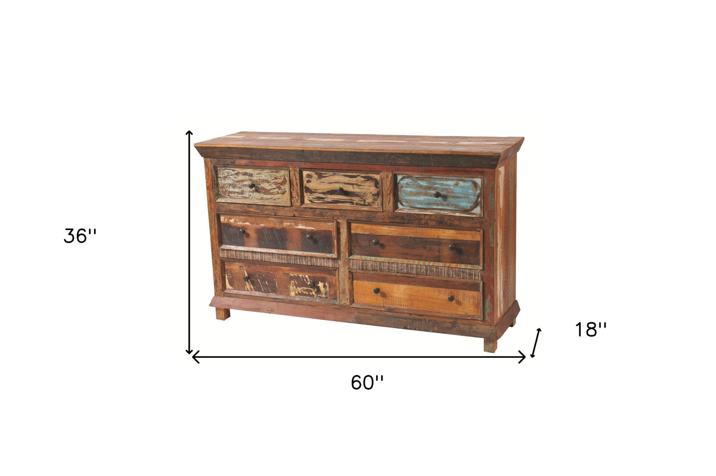 Brown Solid Wood Seven Drawer Triple Dresser By Homeroots | Dressers | Modishstore - 5