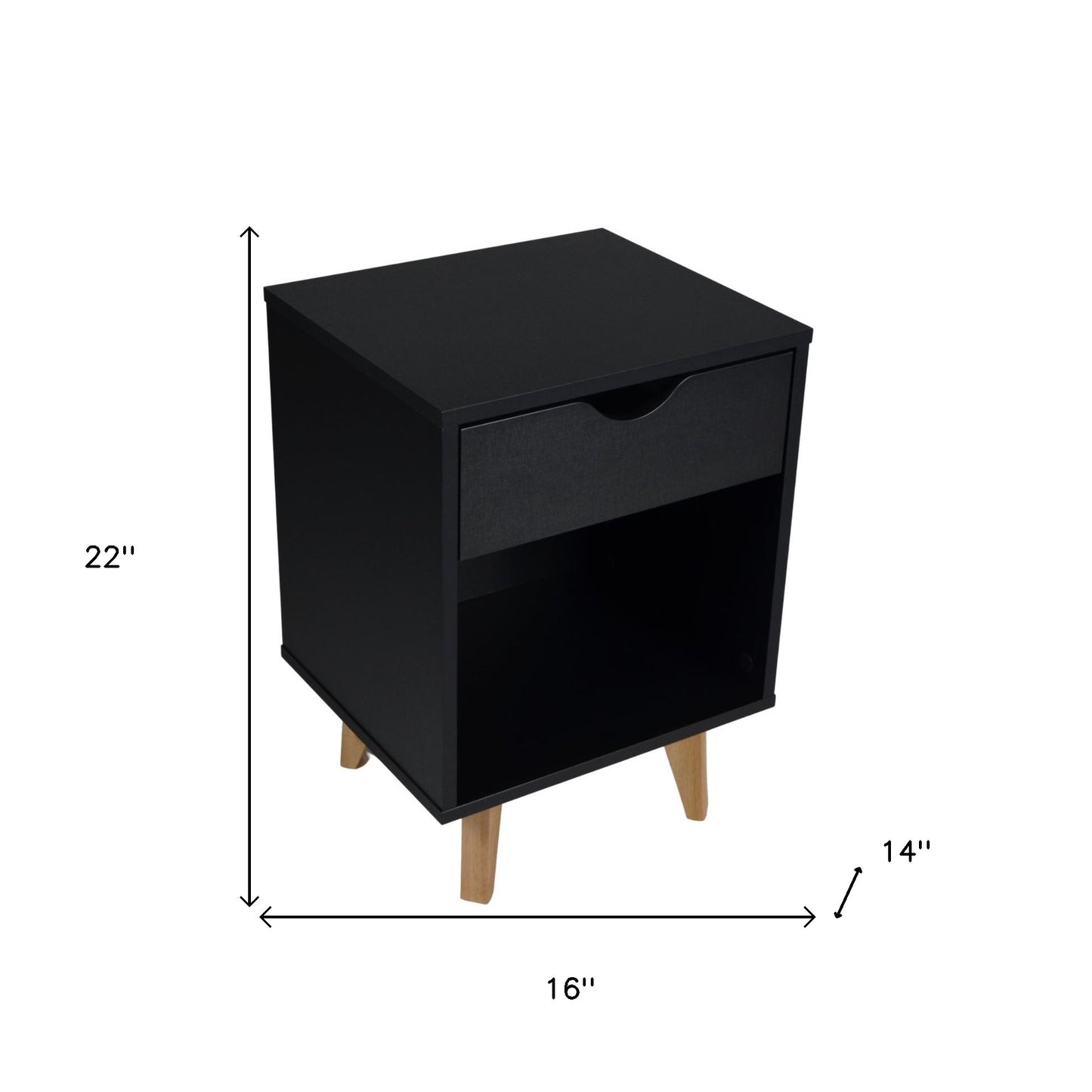 Black One Drawer Nightstand By Homeroots | Nightstands | Modishstore - 6