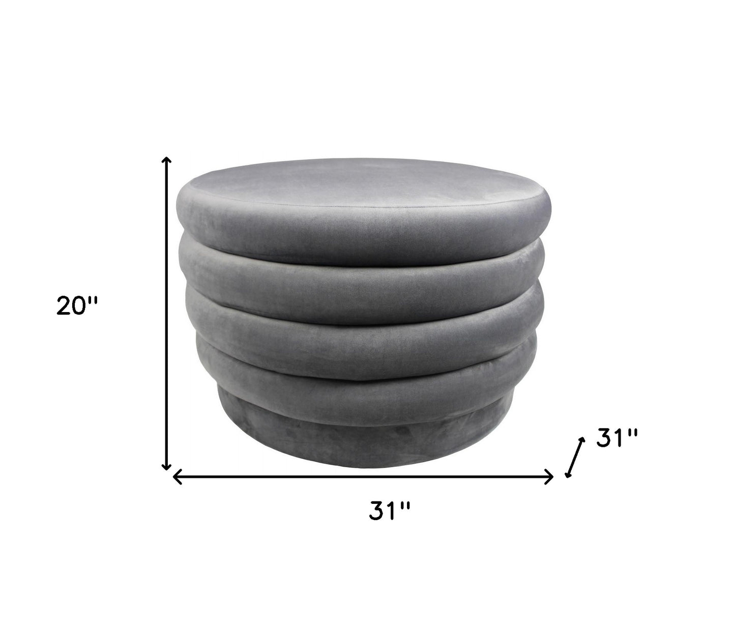 Gray Velvet Tufted Round Cocktail Ottoman By Homeroots | Ottomans | Modishstore - 5