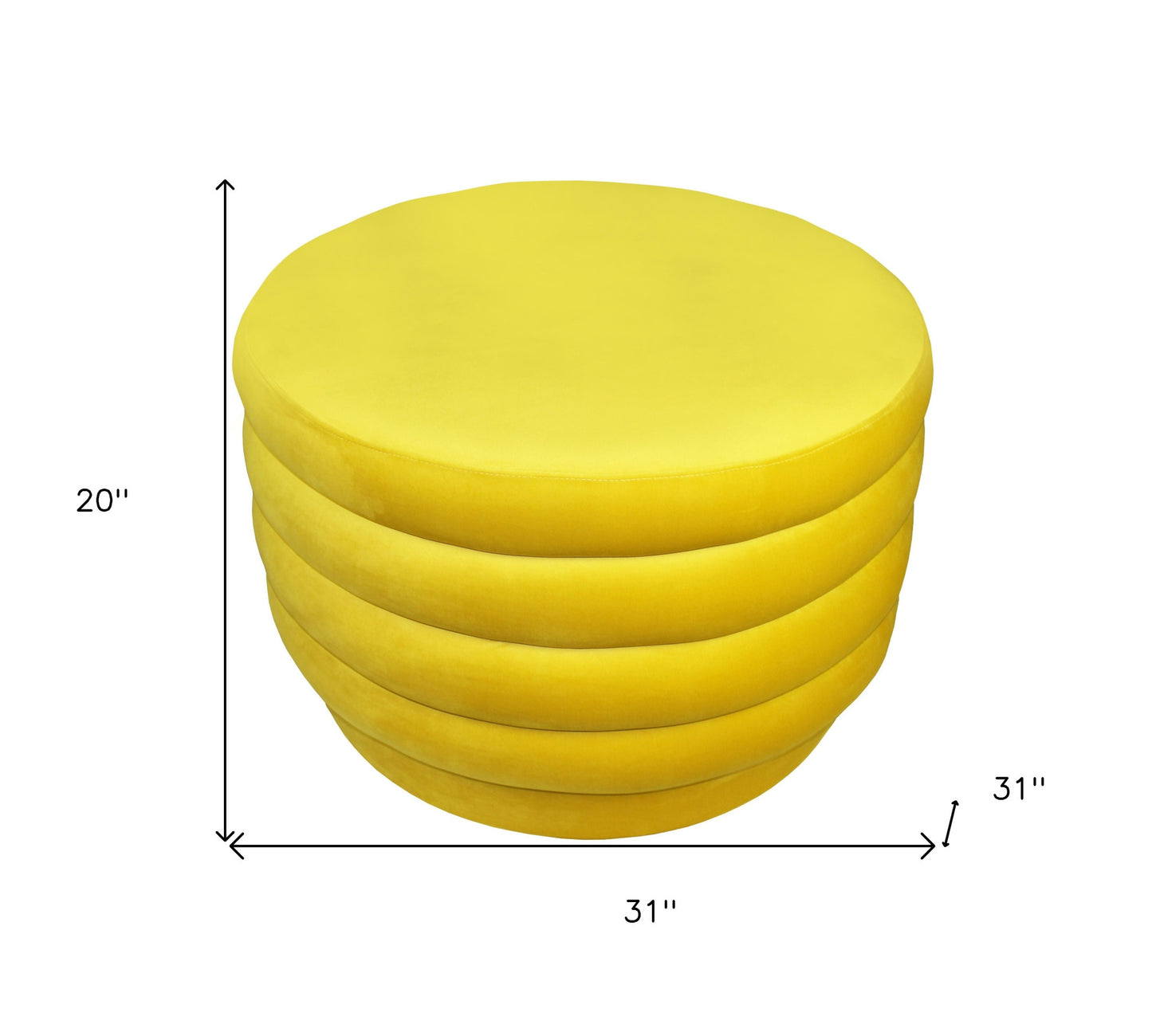 Yellow Velvet Tufted Round Cocktail Ottoman By Homeroots | Ottomans | Modishstore - 5
