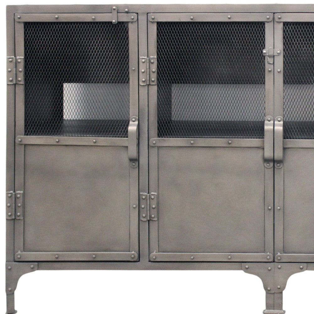 Gray Metal Enclosed Storage TV Stand By Homeroots | TV Stands | Modishstore - 8