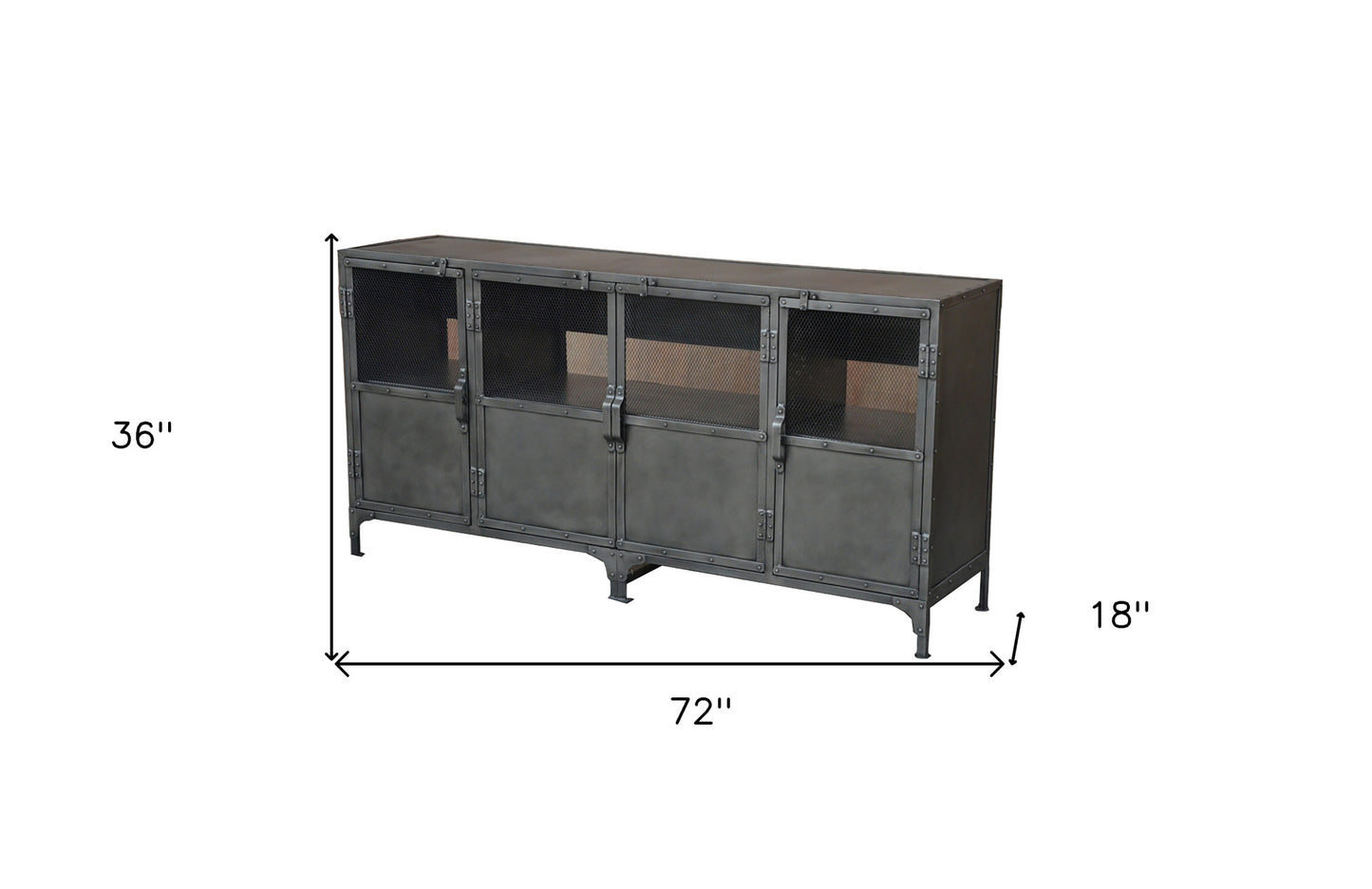 Dark Gray Metal Enclosed Storage TV Stand By Homeroots | TV Stands | Modishstore - 7