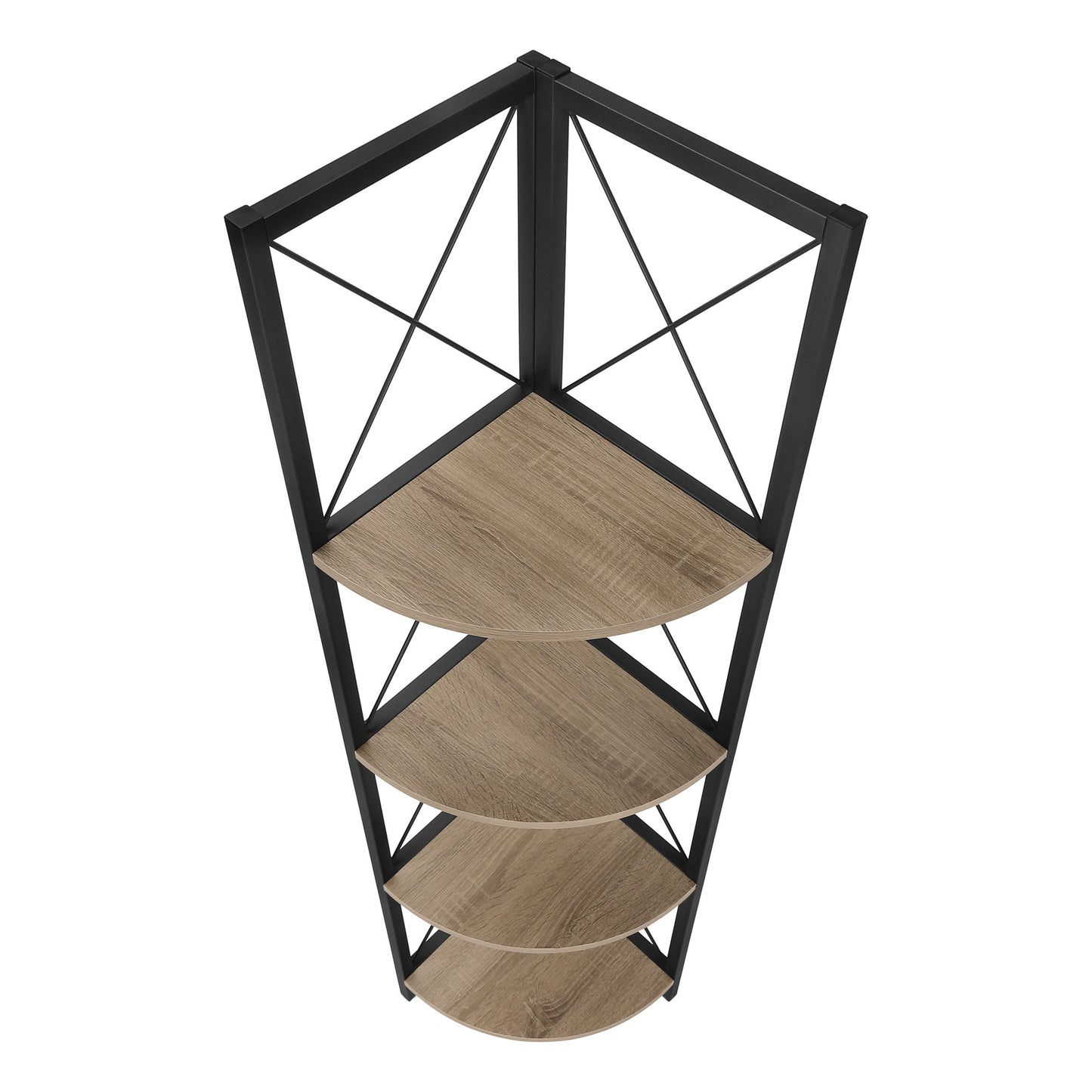 Taupe Metal Corner Bookcase By Homeroots | Bookcases | Modishstore - 8