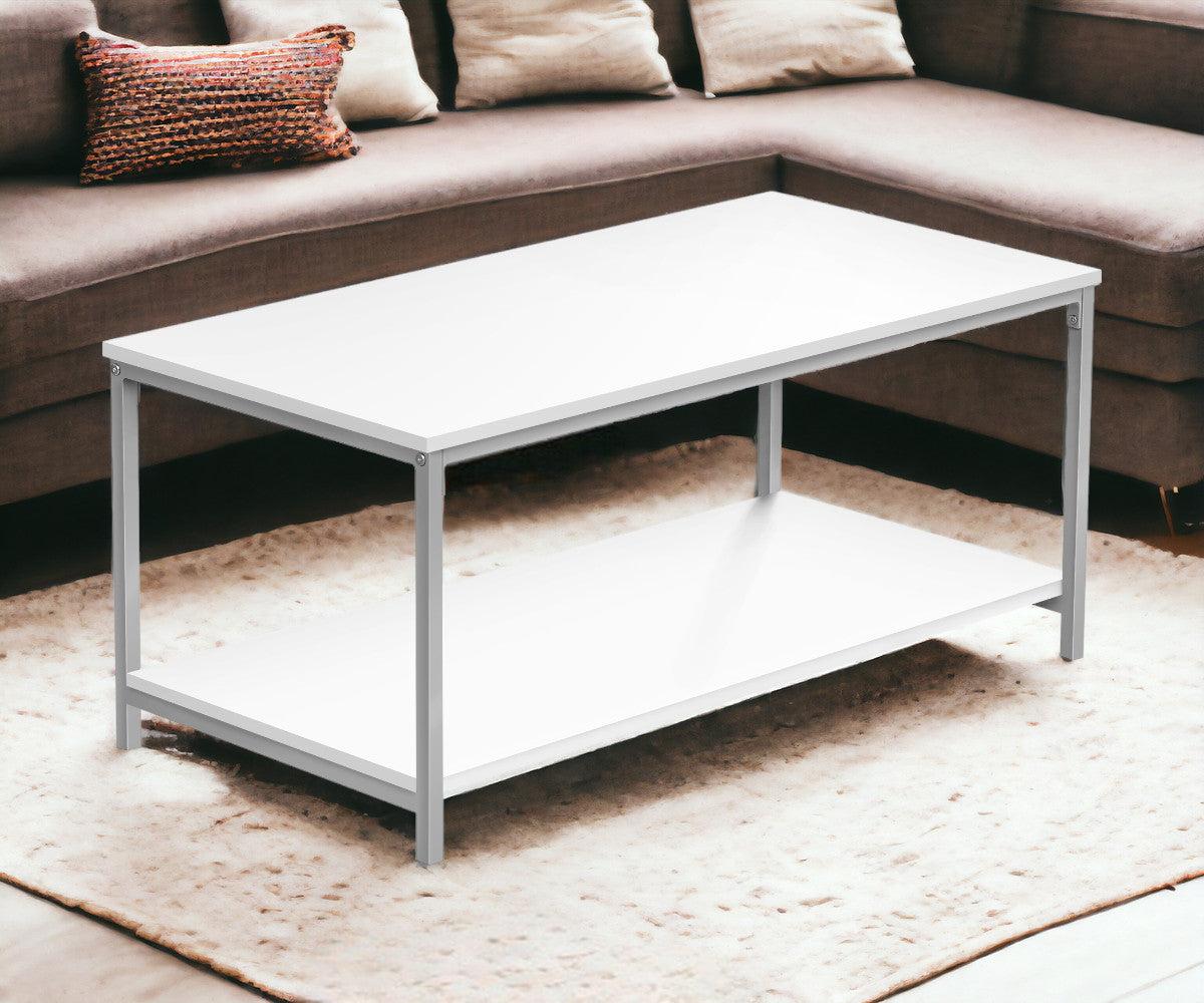 White And Silver Metal Coffee Table By Homeroots | Coffee Tables | Modishstore - 6