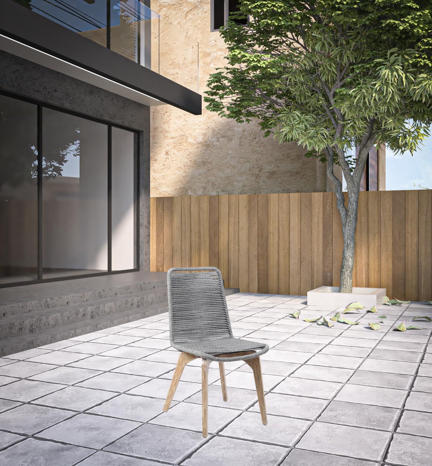 Set of Two Gray Solid Wood Outdoor Dining Chair By Homeroots | Outdoor Chairs | Modishstore - 7