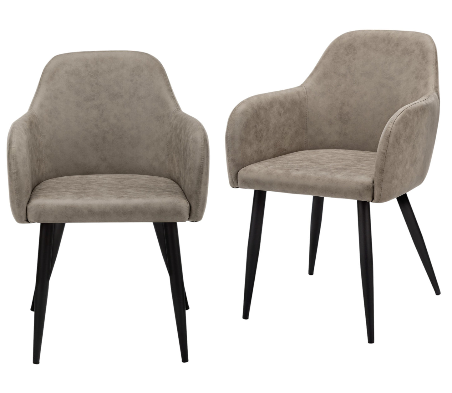 Set of Two Taupe And Black Upholstered Fabric Dining Arm Chairs By Homeroots | Dining Chairs | Modishstore - 8